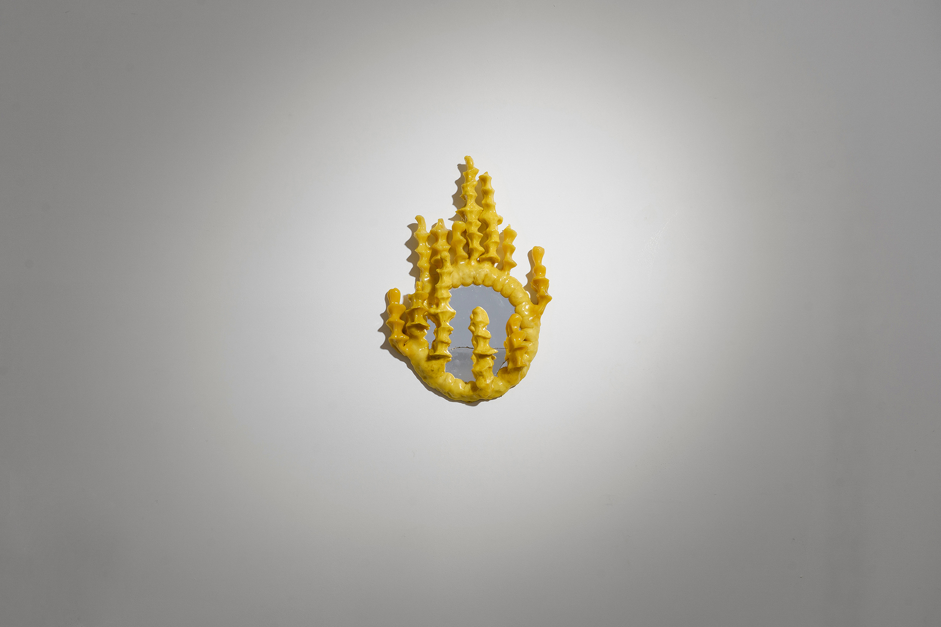 Gideon Horváth, The Faun's Mirror, 2021, beeswax, glass, photo by Zsuzsanna Simon