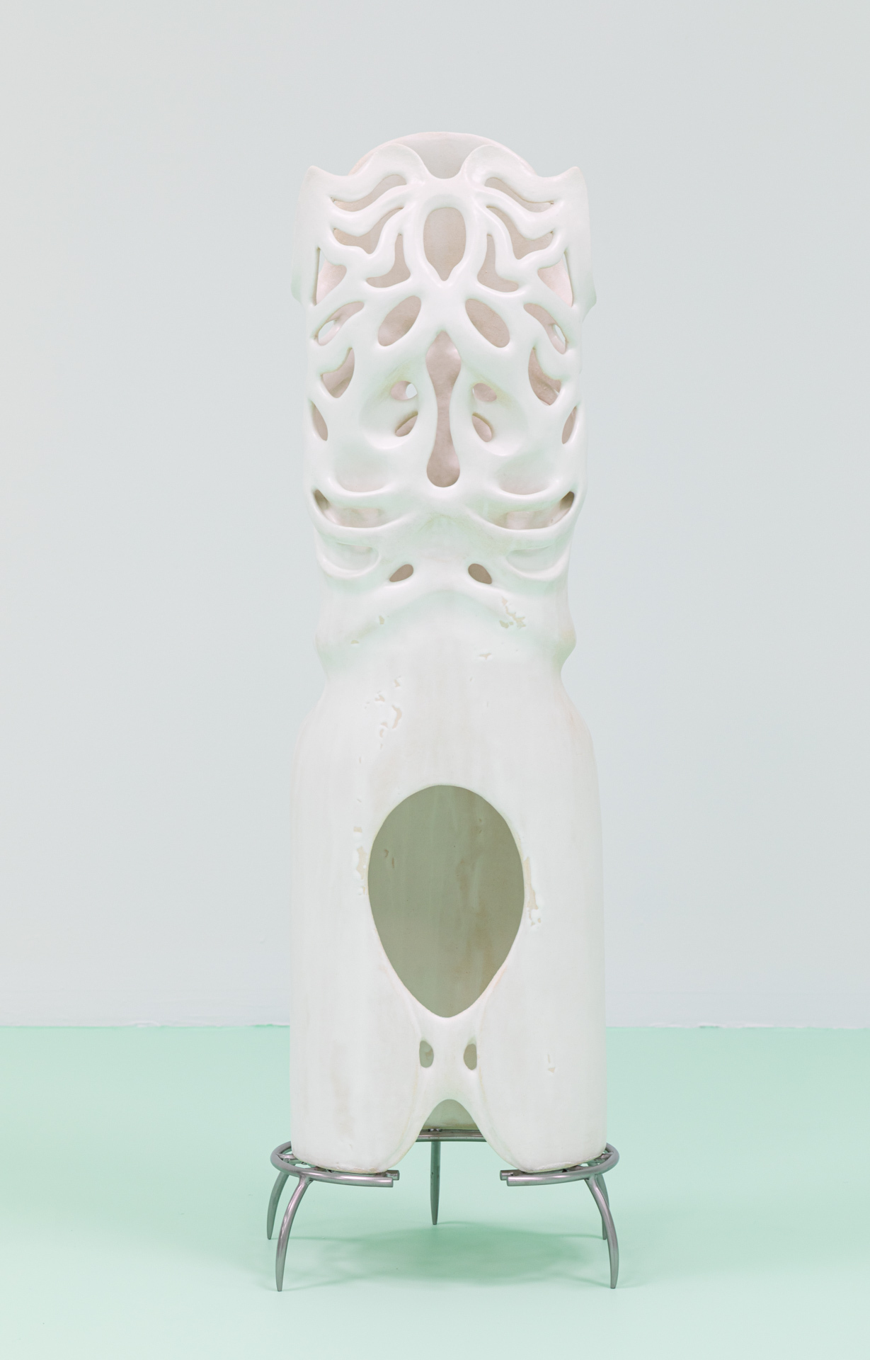 Amygdala, glazed ceramic, steel, 2021