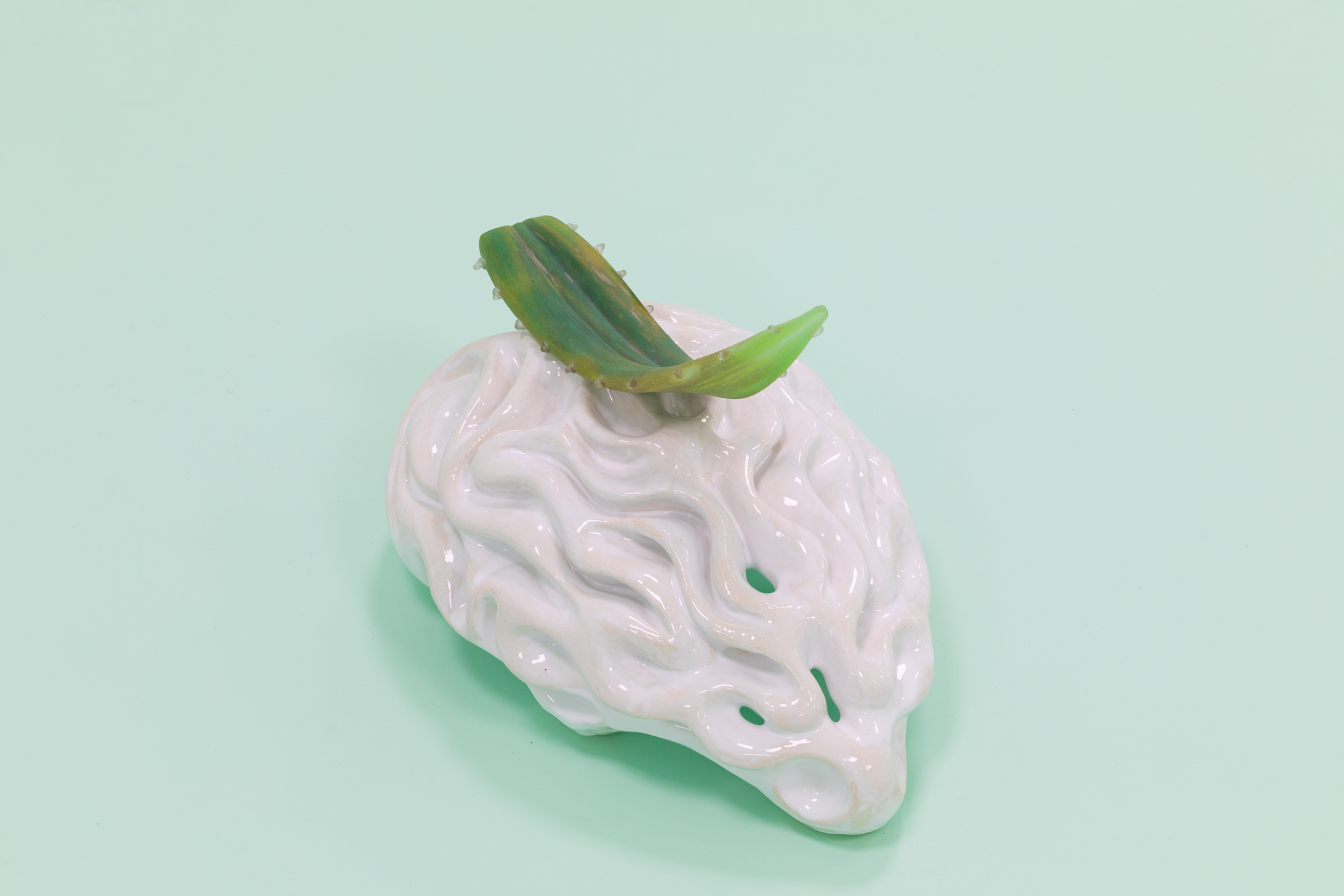 Iaso, glazed ceramic, sandblasted glass, 2021