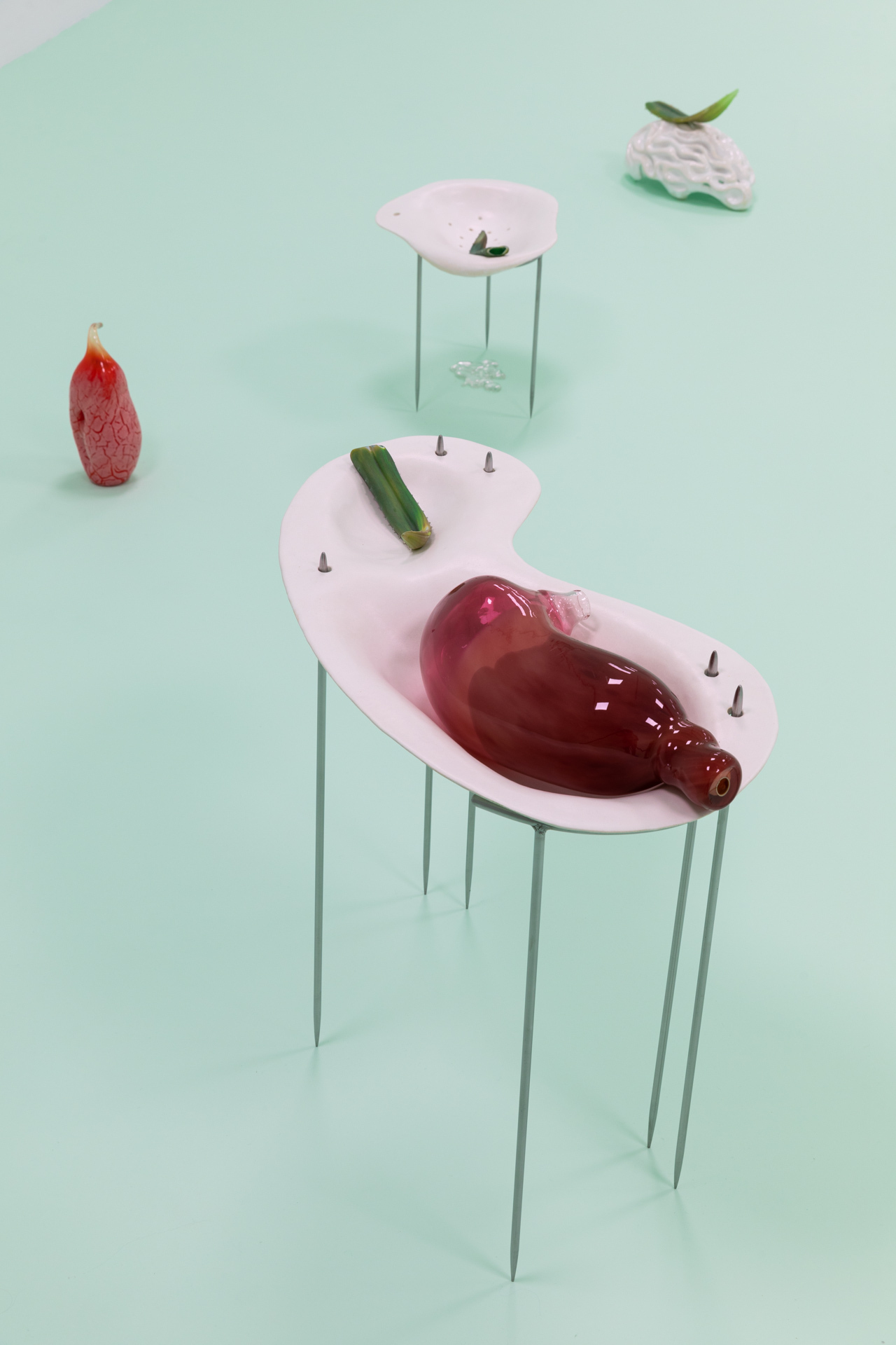 Balsam, glazed ceramic, sandblasted glass, glass, steel, 2020