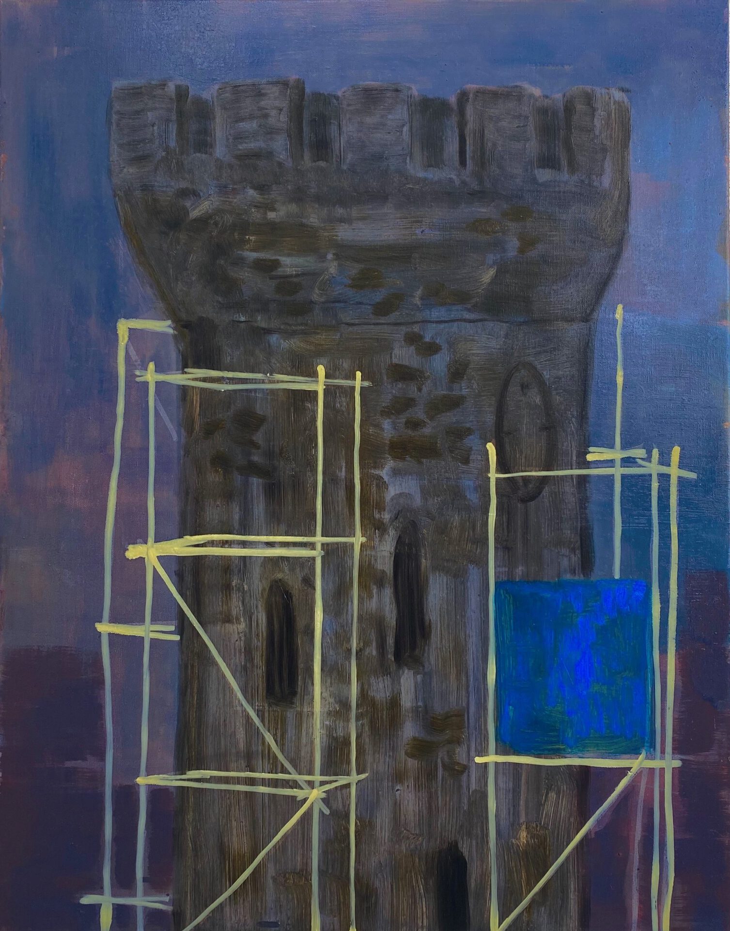Travis MacDonald The castle repair, 2020 - 2021 oil on linen 71.5 x 56cm
