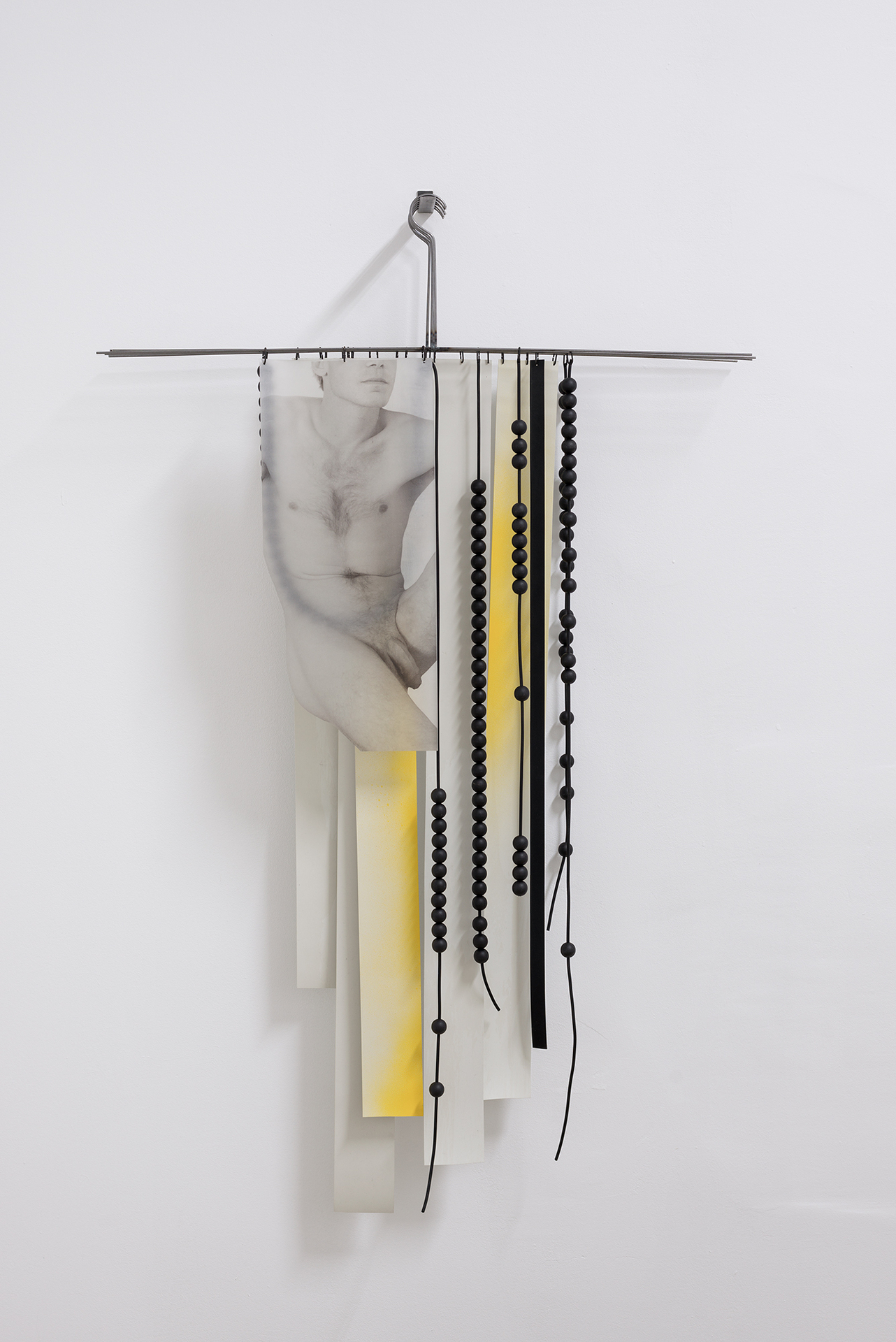 Sasha Auerbakh, Sebastian S. 3, 2021 Steel, rubber, paint, wood, UV print on silicone, 120 cm x 82 cm x 12,5 cm