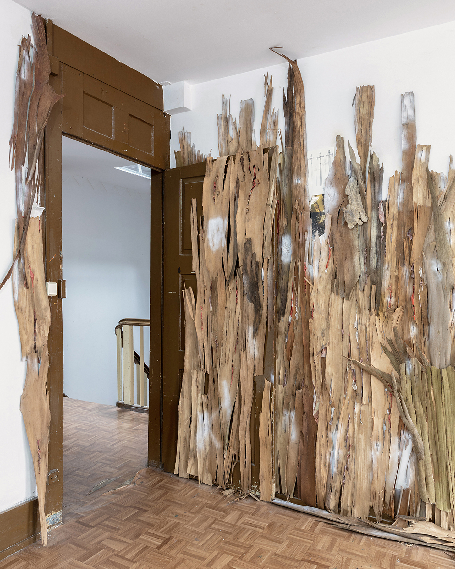 Olan Monk, Luiza Leitão, Klára Švandová, Ondřej Doskočil. Medium: installation, photos, drawing, recycled materials - wood, banner
