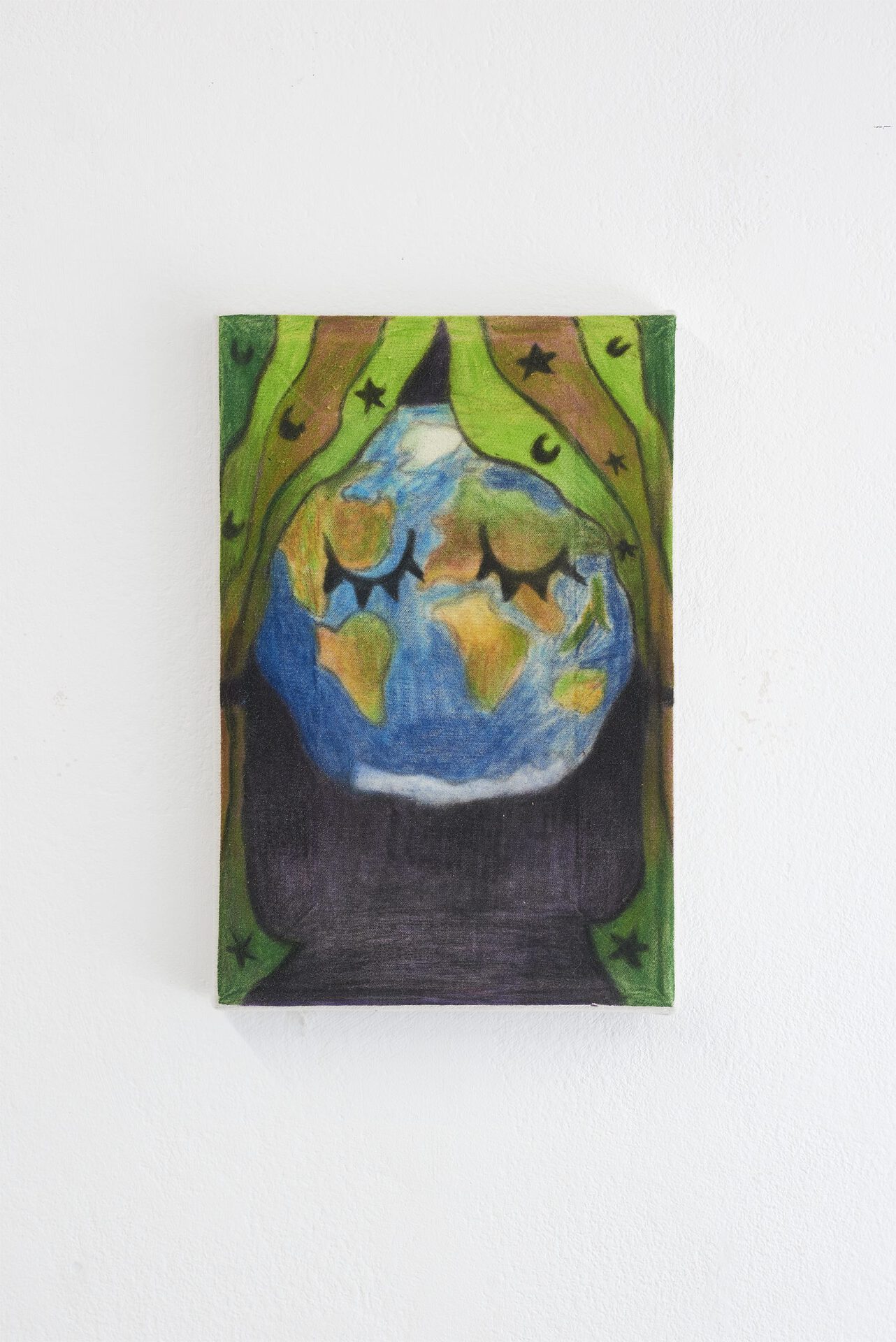 Øleg&Kaśka, The Earth, 2021, crayons on canvas, 40x30cm