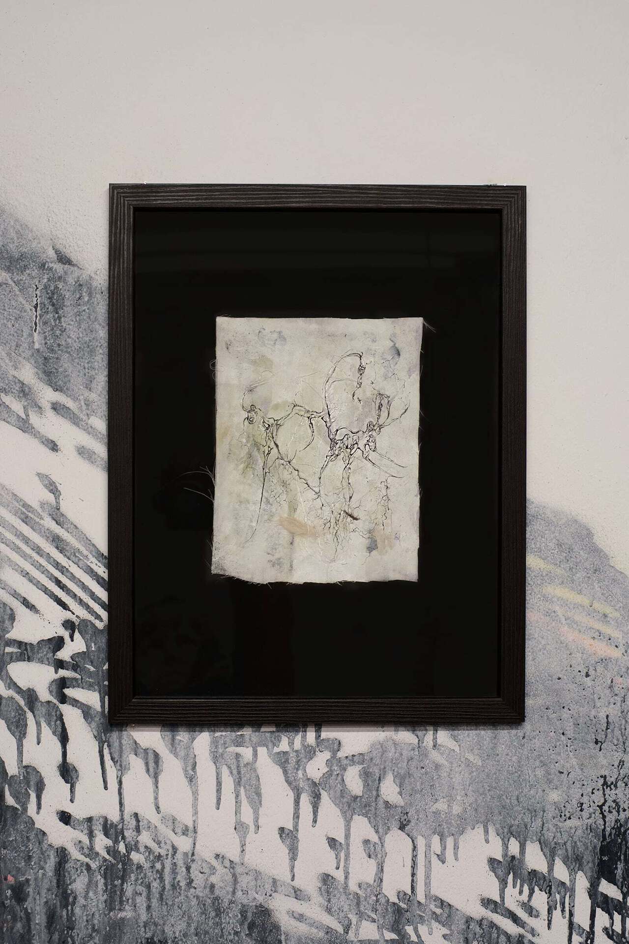 Arina Sukhankina, Gummy S. Catches Pearls, 2021, cotton fabric, acrylic paint, dog’s fur, thermoplastic, gel pen, stachybotrys, 33,5 х 43,5 cm