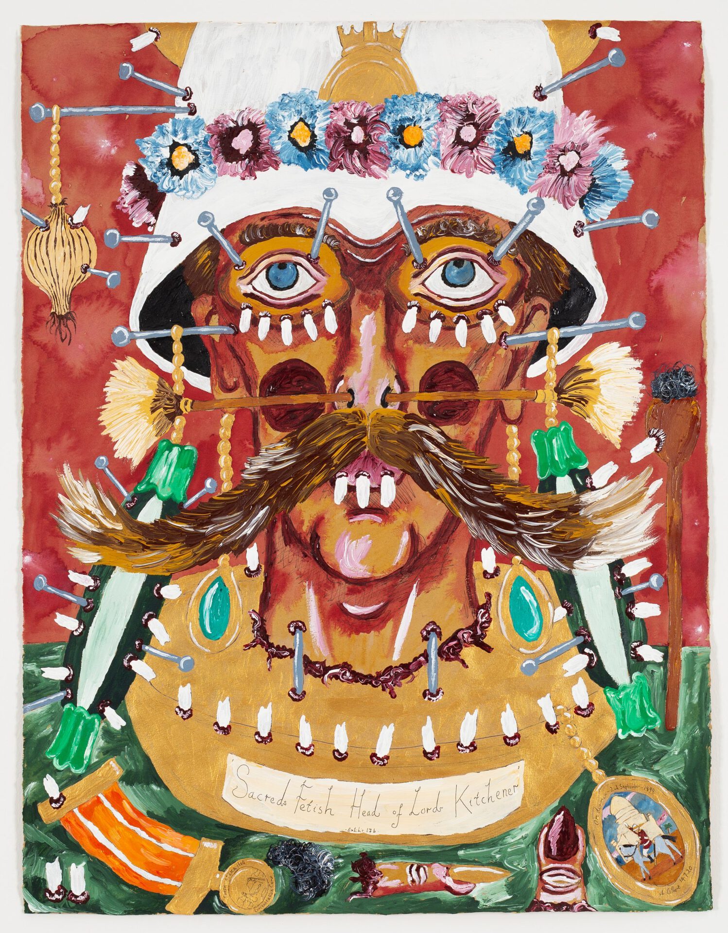 Andrew Gilbert, Sacred Fetish Head of Lord Kitchener, 2020 acrylic, fineliner and water colour on paper, 64 × 50 cm, photo: Constanza Meléndez