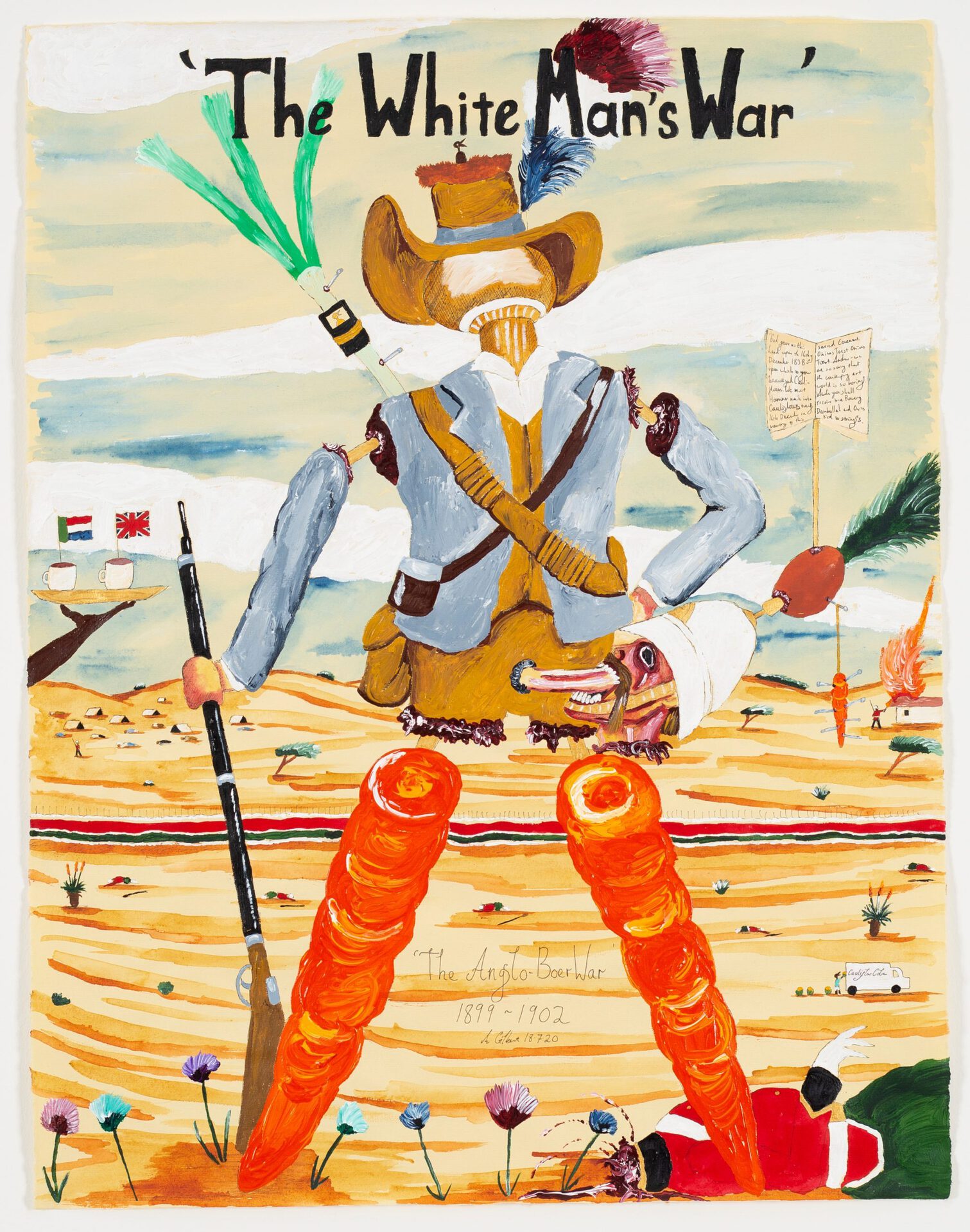 Andrew Gilbert, “The White Man's War”, 2020, acrylic, fineliner and water colour on paper, 64 × 50 cm, photo: Constanza Meléndez