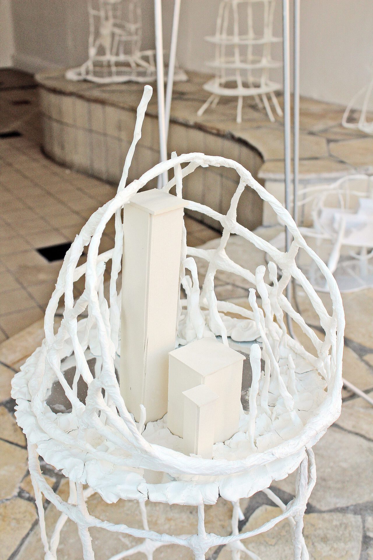 Anna Bochkova, Astra , 2021, 50x15x15cm paper, wire, aluminium, ceramics, cardboard