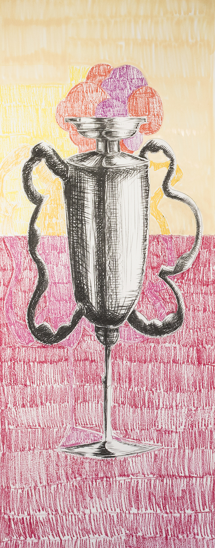 a simple vase, 356x150cm, charcoal and oil chalk on paper, 2020