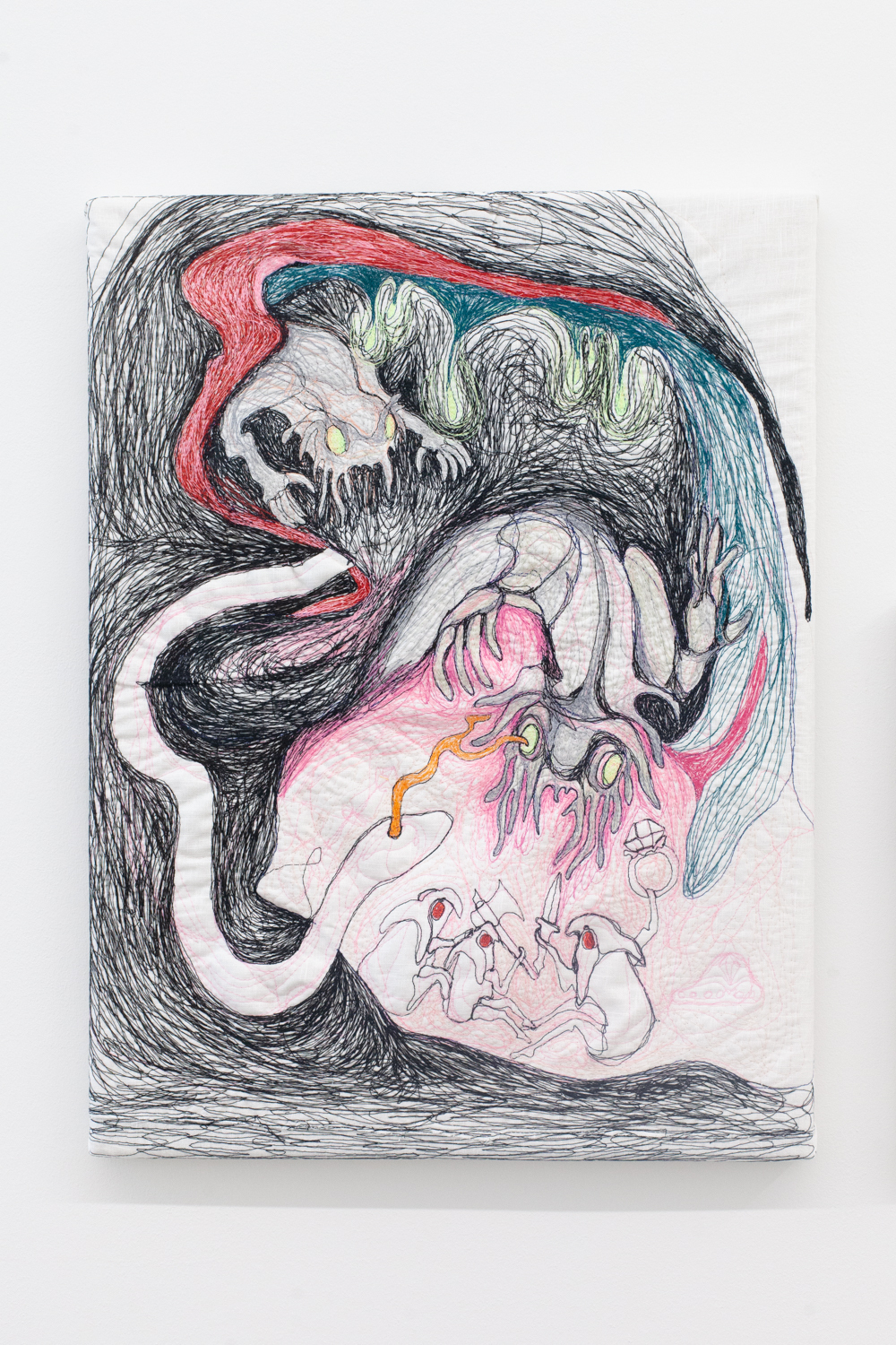 Mary-Audrey Ramirez, Geh weg!, 2021, yarn on linen, 60 x 45 cm