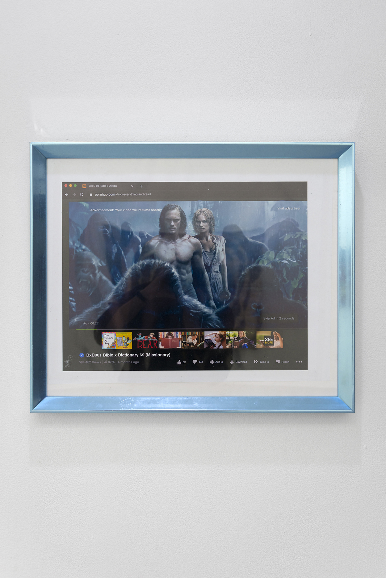 Justin Chance, D.E.A.R. - Drop Everything and Read (Tarzan), 2021, Color print, aluminum frame, protective Mylar, 16 x 20 in.