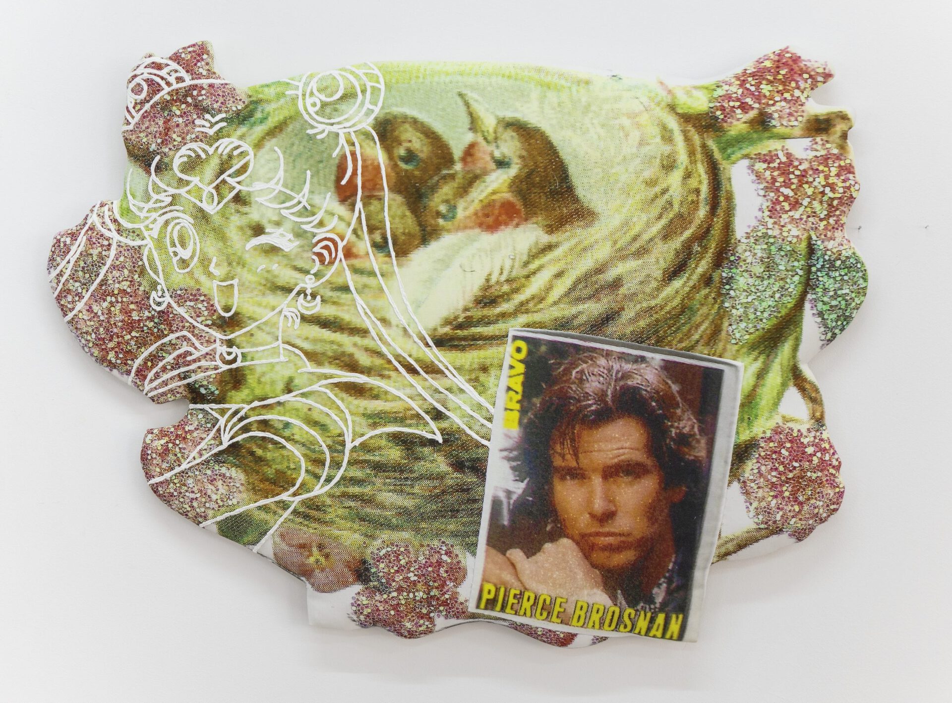 Nana Mandl three generations in love, 2021 mixed media on wood (3D-Sticker) 80 x 106 cm