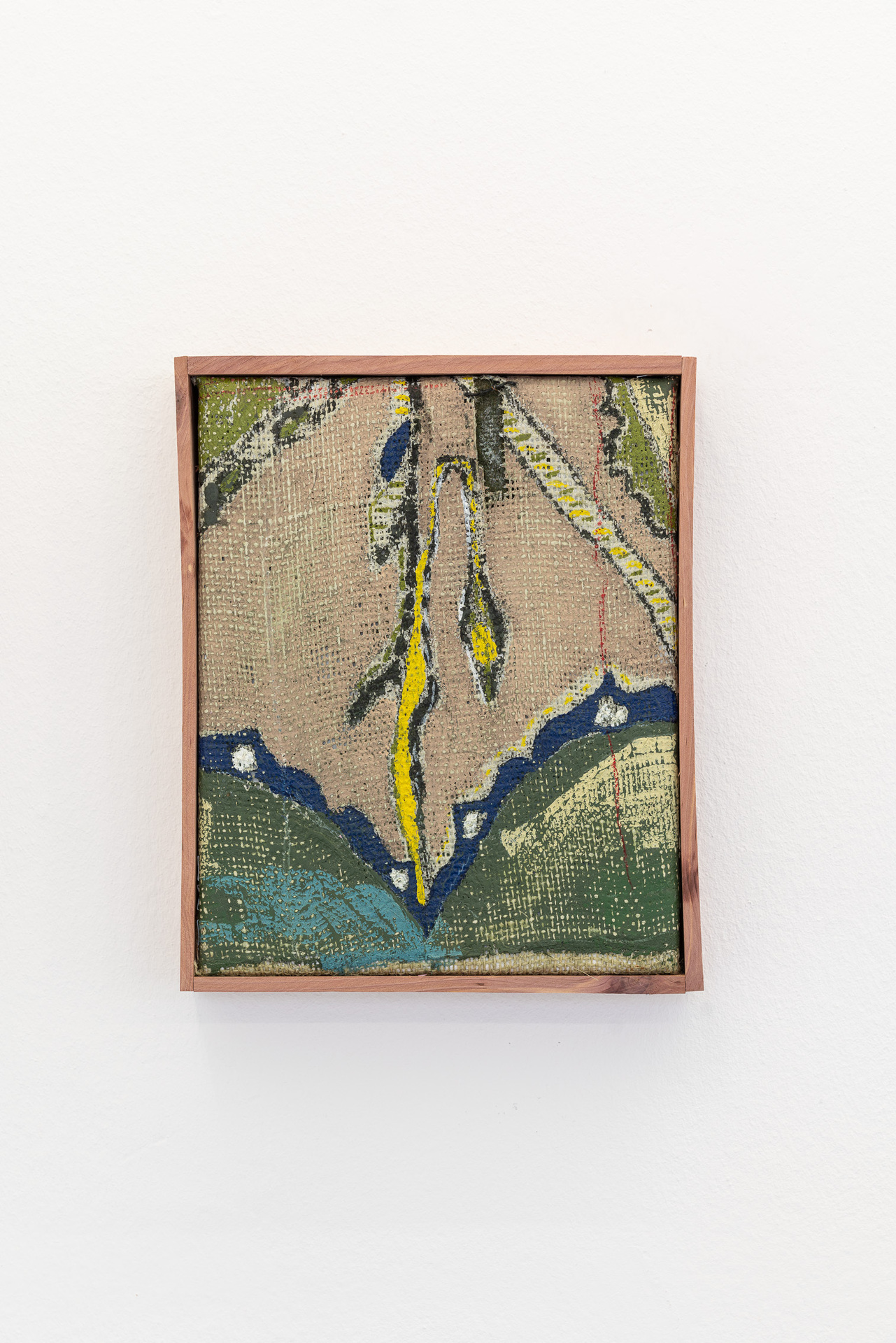 Brittni Ann Harvey - Wilted, Not Dead, 2021, oil on burlap, 25.4 x 20.3 cm