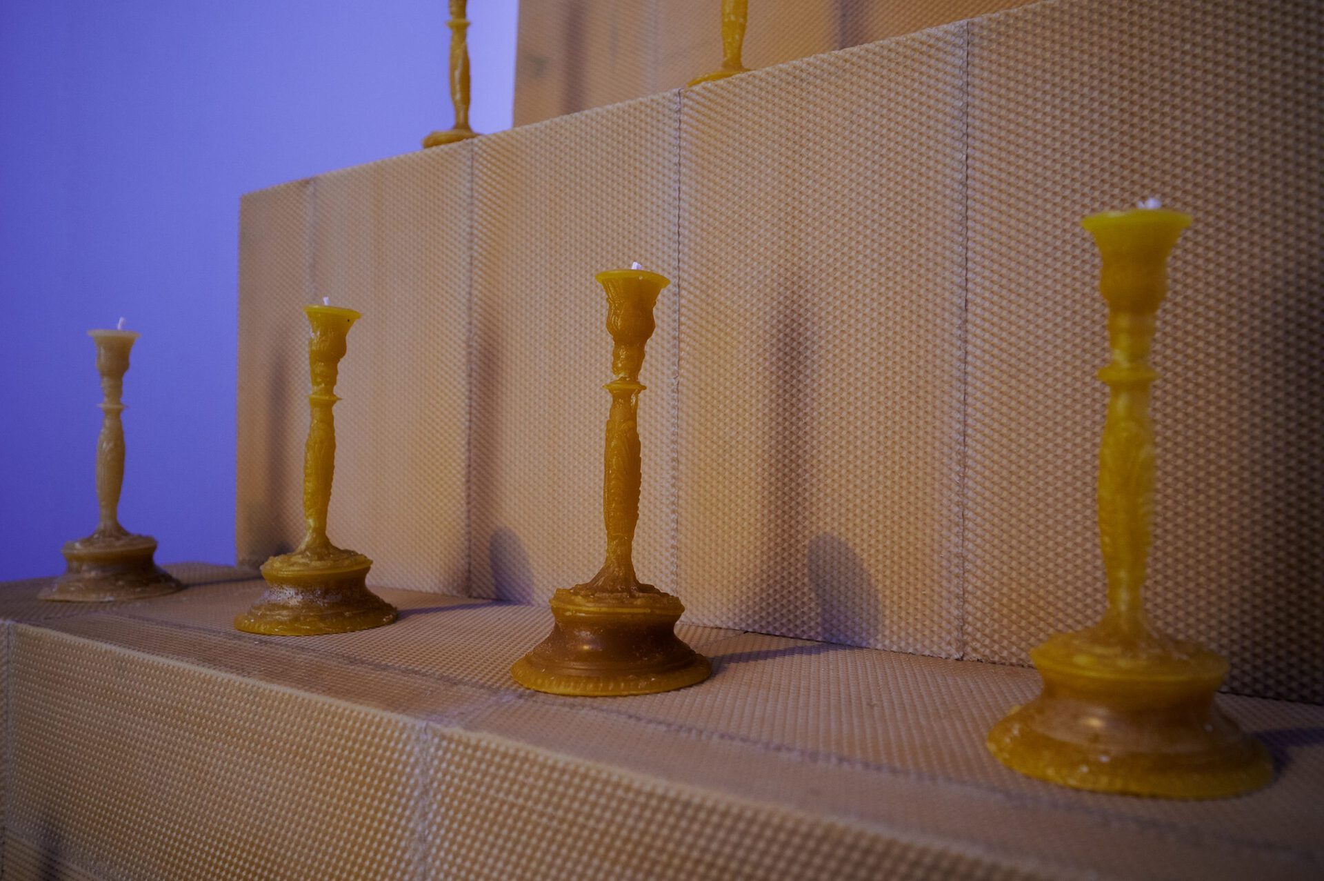 Qeu Meparishvili, untitled (candlestick candles), wax, 2021