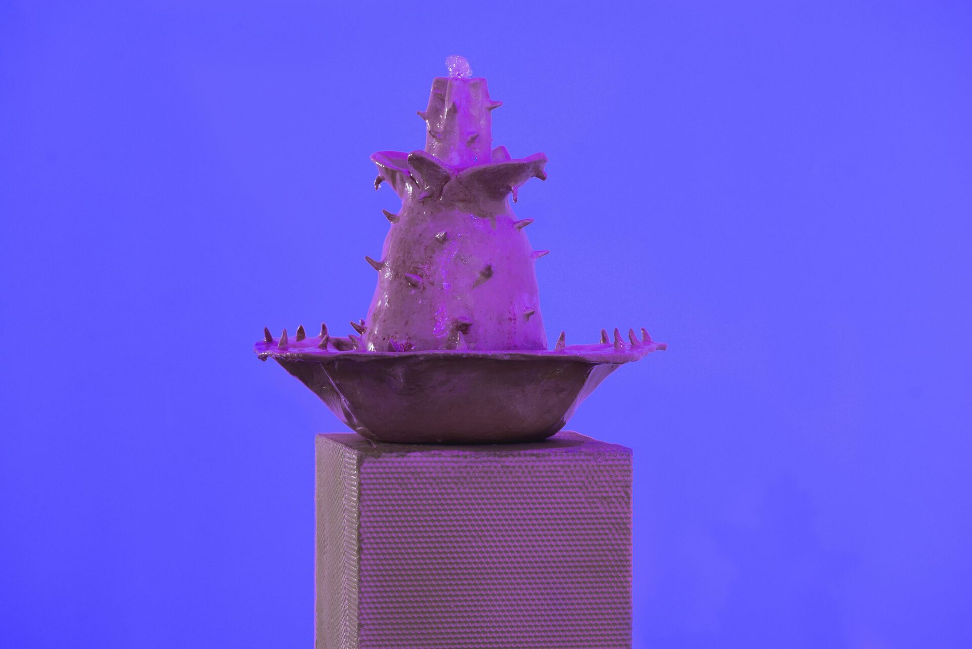 Qeu Meparishvili,untitled (flower fountain), clay,wax, wood , 2021