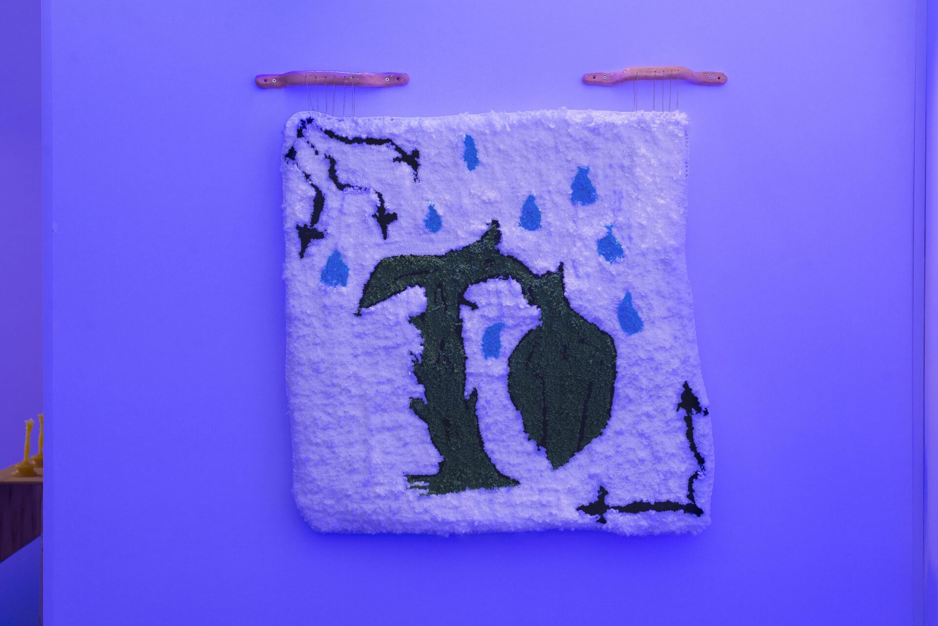 Qeu Meparishvili, untitled (killer plant), tufted rug, clay handles , 2021