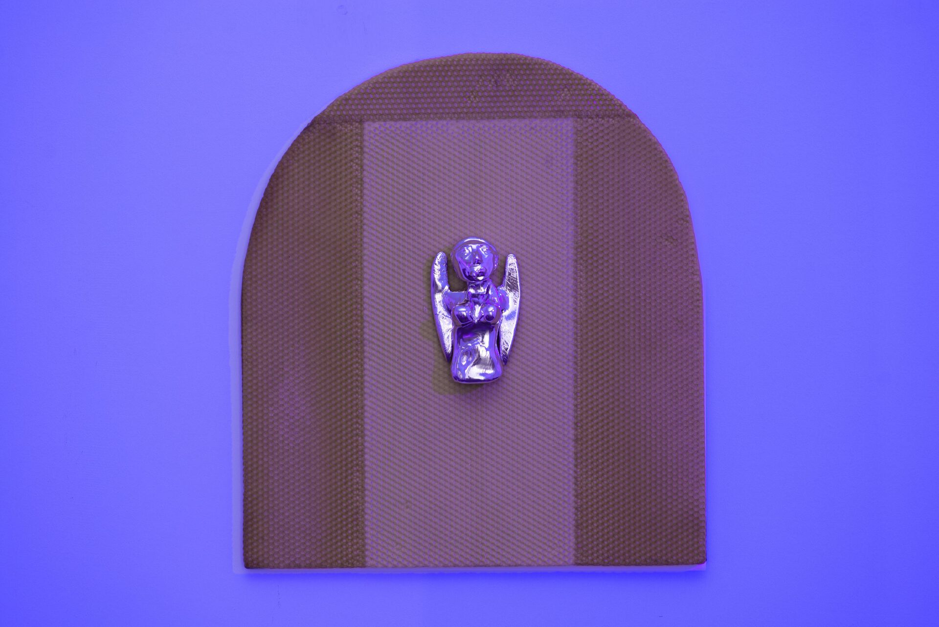 Qeu Meparishvili,untitled (Mermaid), crommed clay,wax, wood , 2021