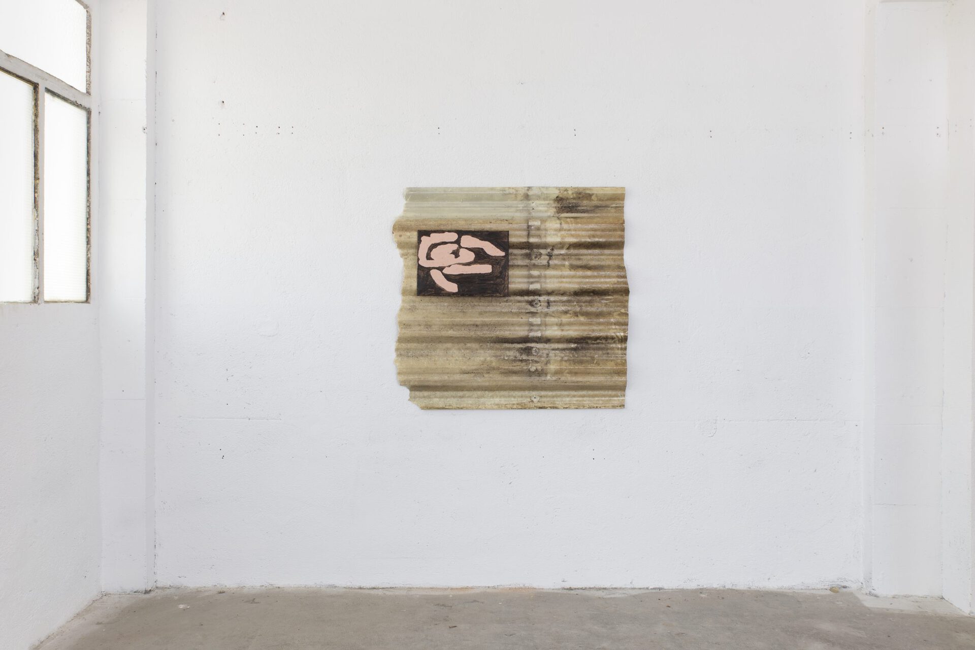 Albert Riera Galceran, On the Ceiling, 2020, oil and oil bar on canvas, uralite, 114 x 118 cm
