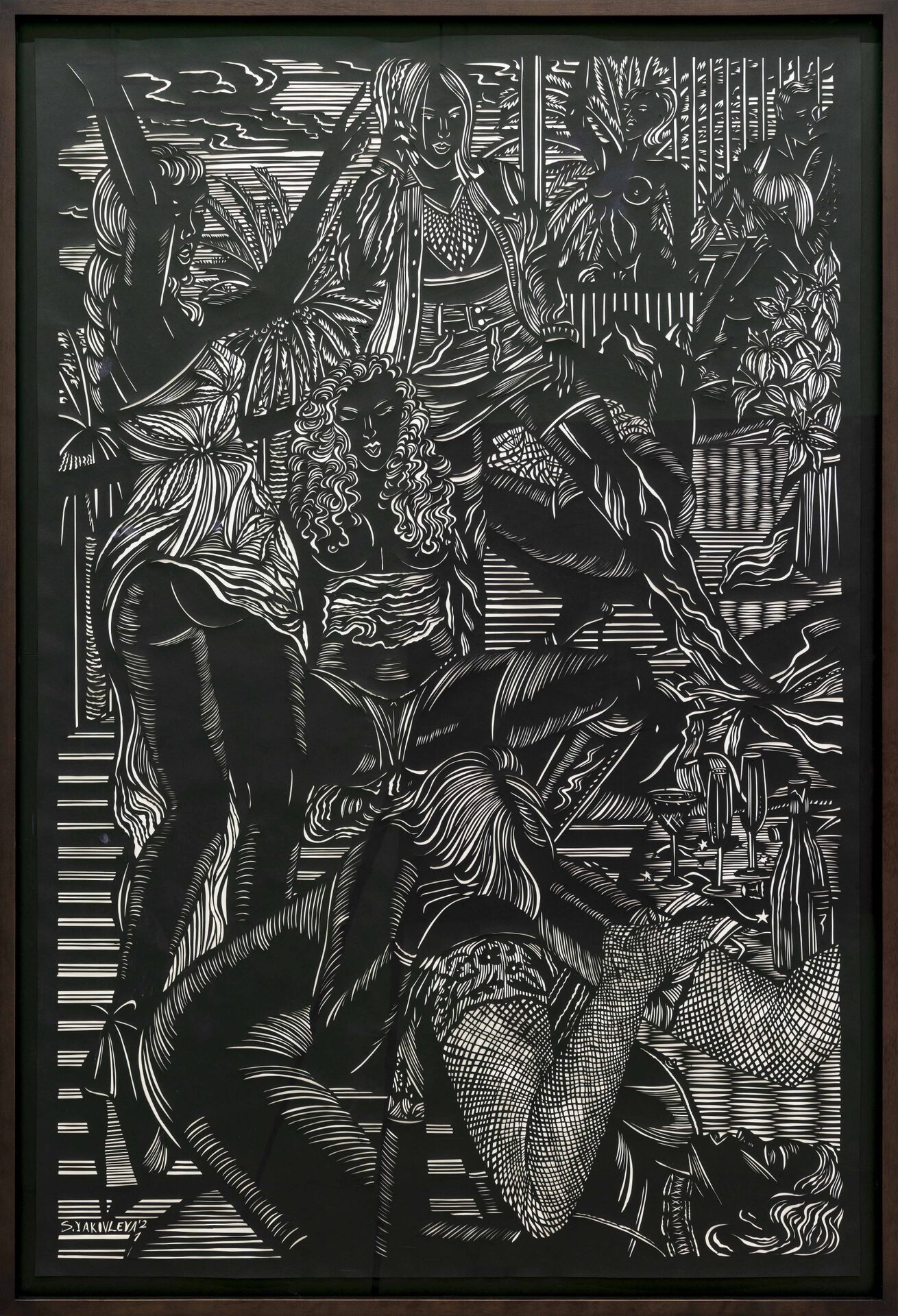 14 Sonja Yakovleva, Queens of Croisette, 150x100 cm, paper-cut, framed, 2021, photo Roman-Sten-Tõnissoo