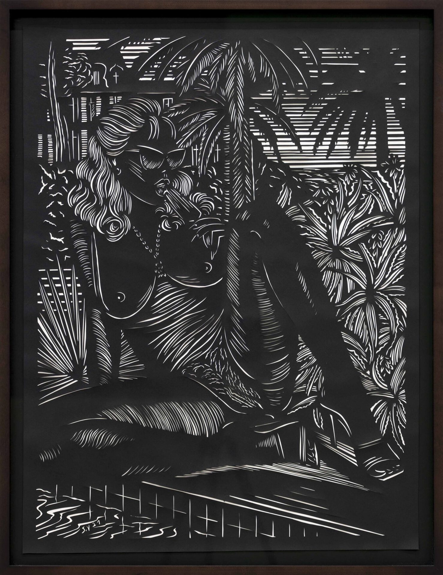 15 Sonja Yakovleva, Hôtel du Roc, paper-cut, framed, 80x60 cm, 2021, photo Roman-Sten Tõnissoo