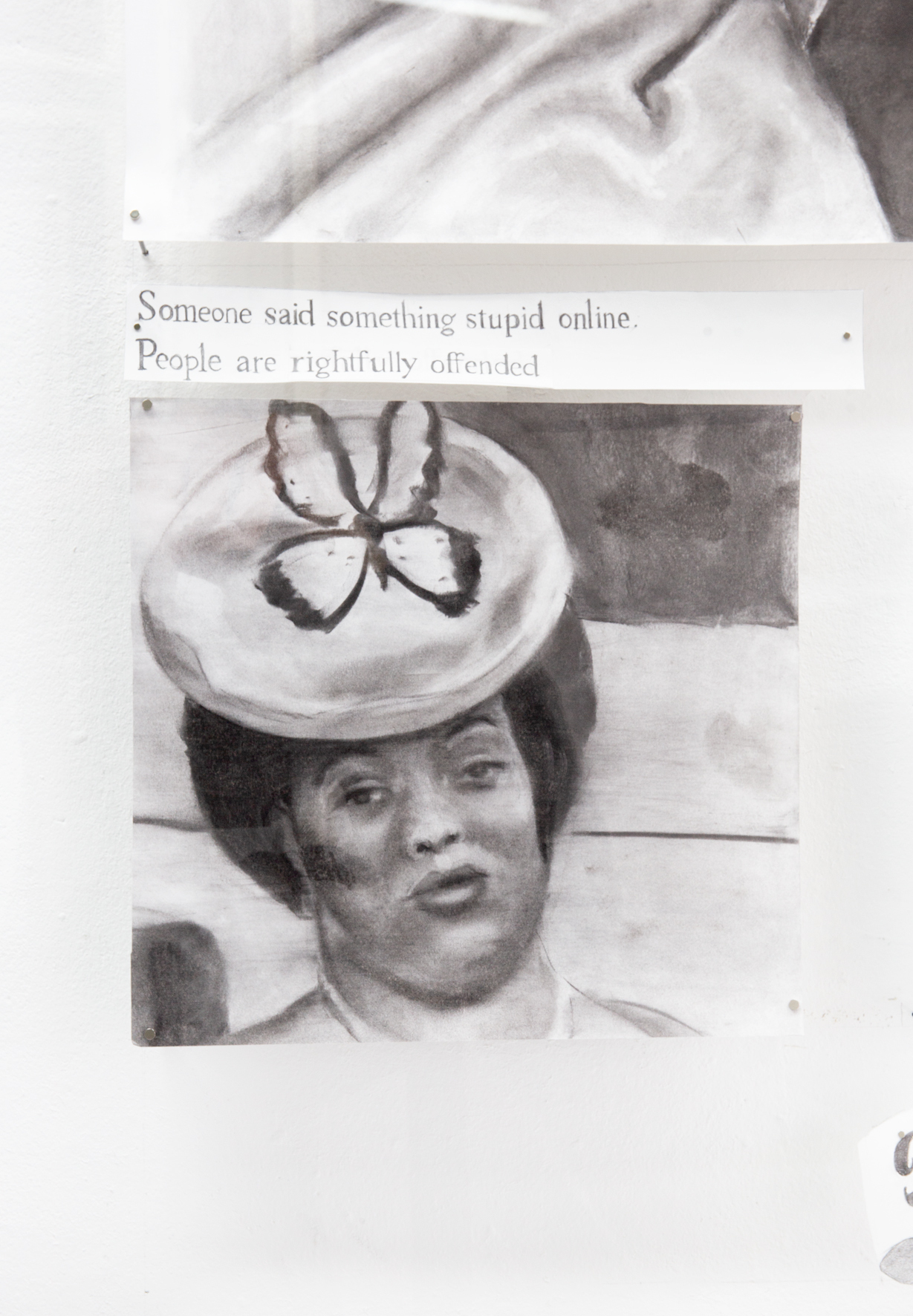 Annabelle Agbo Godeau, part of the installation "Stop searching (I got verything you need)" 2021, coal on paper