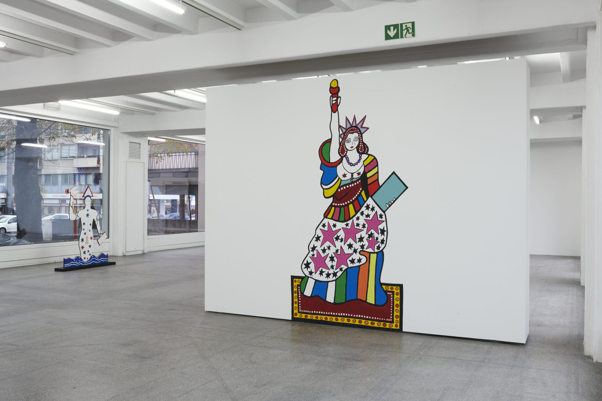 Dorothy Iannone: My Liberties (Red), 2019 und Lord Liberty, 2019. Installationsansicht Kölnischer Kunstverein, 2020. Courtesy: die Künstlerin, Peres Projects, Berlin und Air de Paris, Romainville