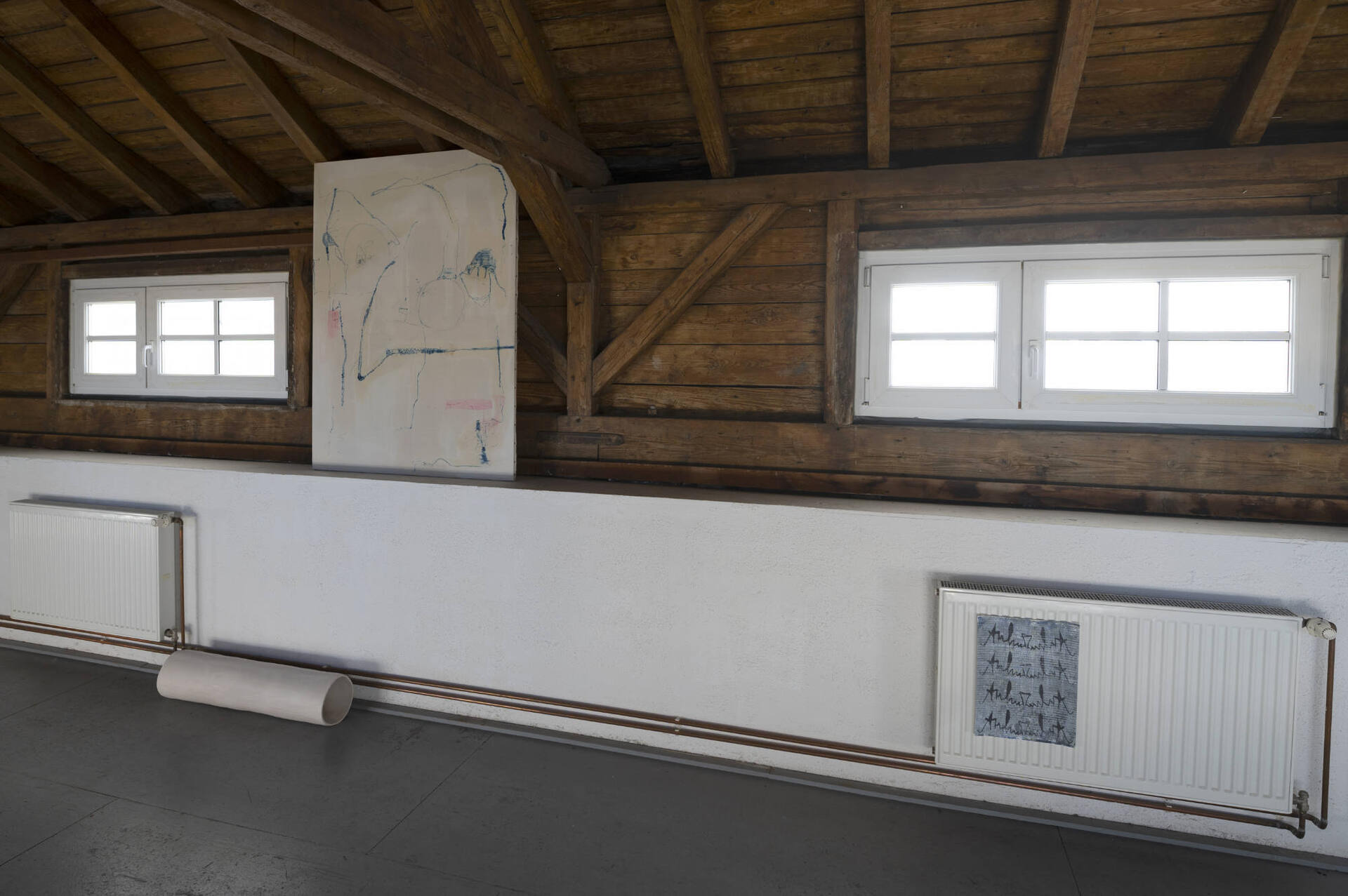 Exhibition View with works by Katerina Matsagkos, Philipp Naujoks, Arthur Löwen