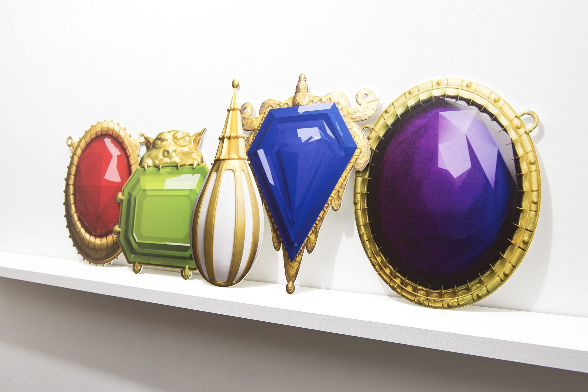 Andrew Roberts, Mox Ruby, Mox Emerald, Mox Pearl, Mox Sapphire and Mox Jet 2021 Digital prints on foamboard Stand-ins for NFT artworks minted on the Cardano Blockchain, mined through a Proof-of-stake protocol, 2021, detail 4