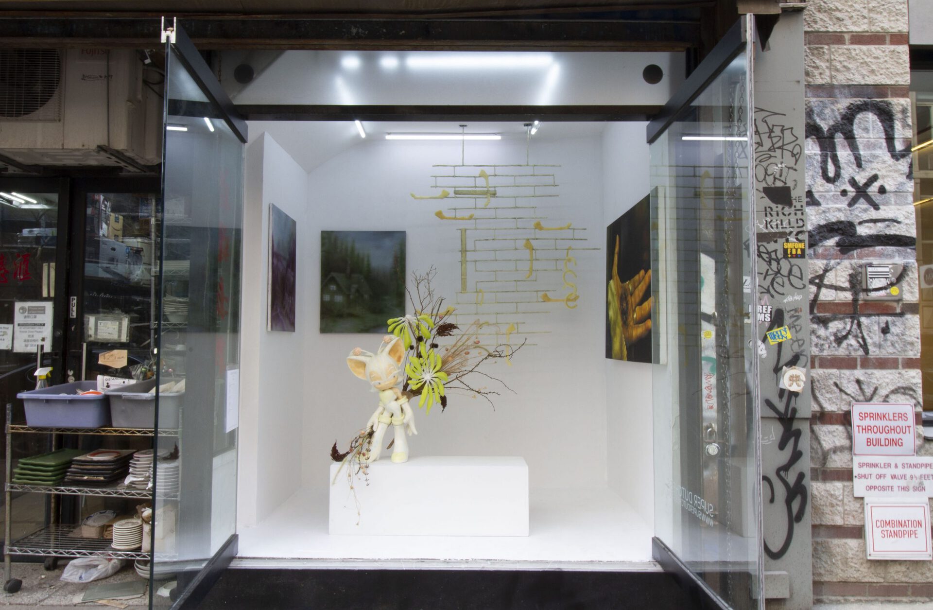 Installation view of God Is in the Details. Francesca Facciola, Yasmin Kaytmaz, Will Sheldon, Wretched Flowers