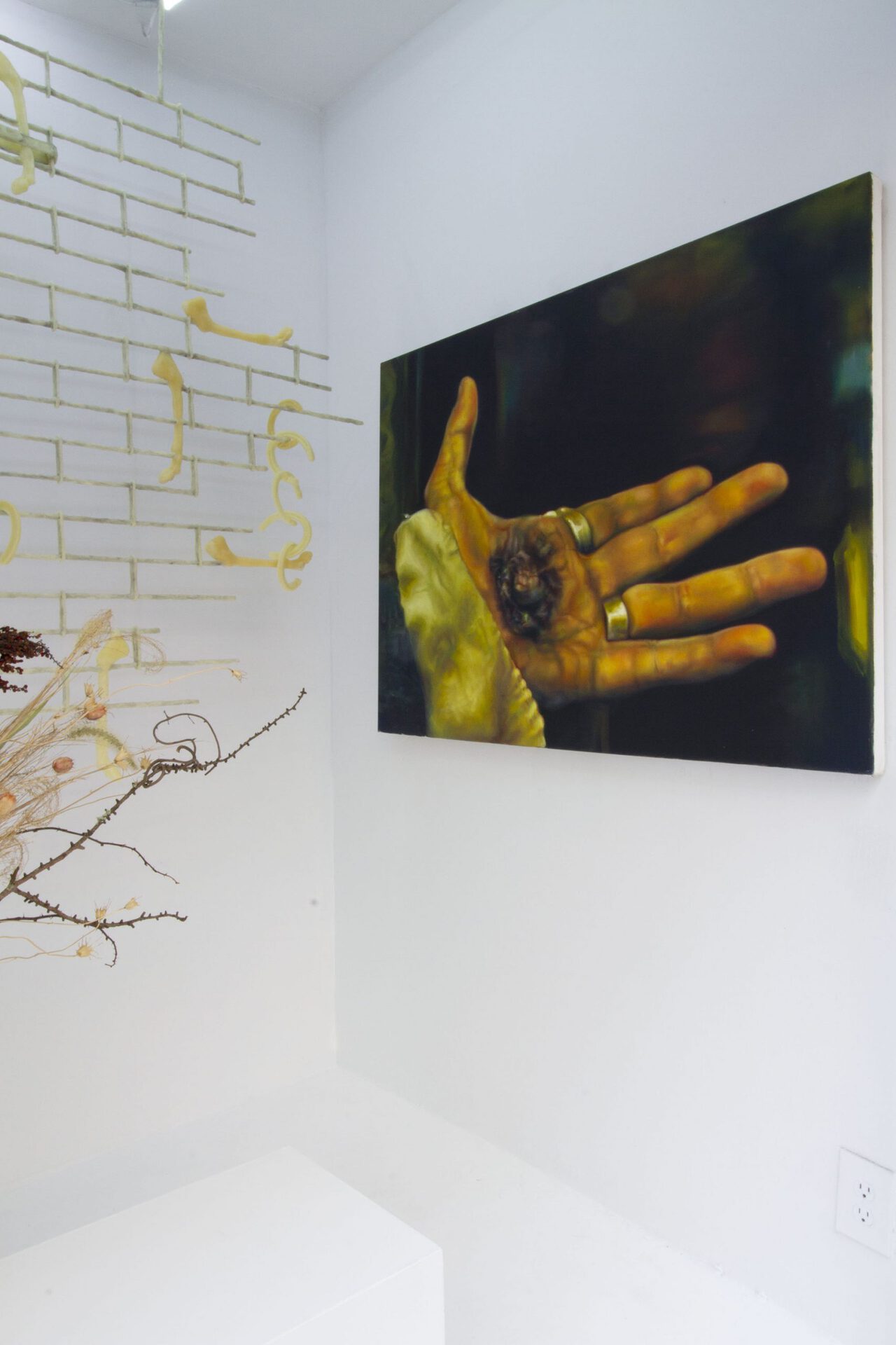 Installation view of God Is in the Details. Francesca Facciola, Yasmin Kaytmaz, Wretched Flowers