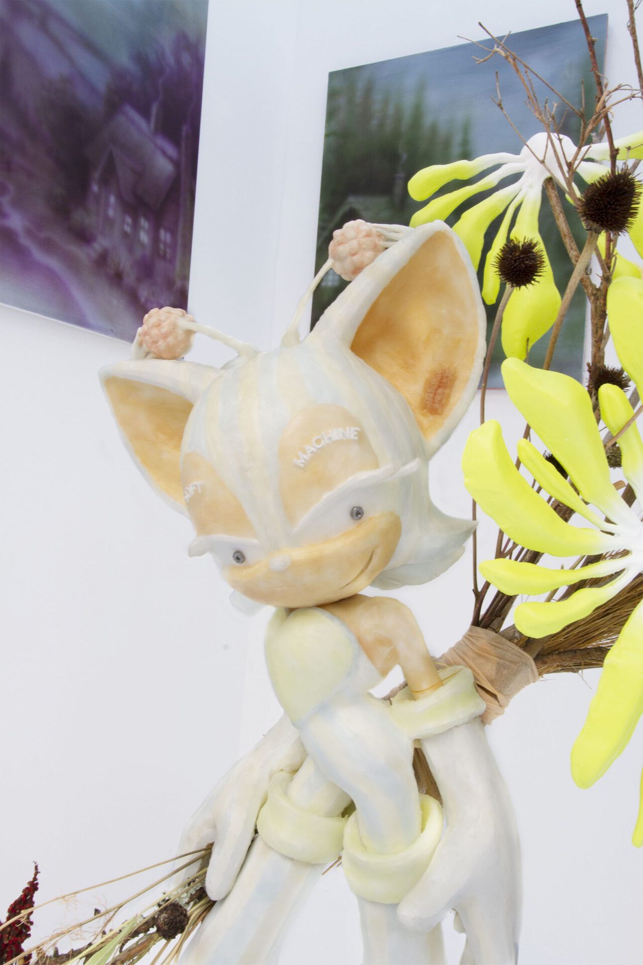 Wretched Flowers. Rouge. Wax, bioplastic, pigment, enamel, thread, dead plants. Dimensions variable. 2018/2021