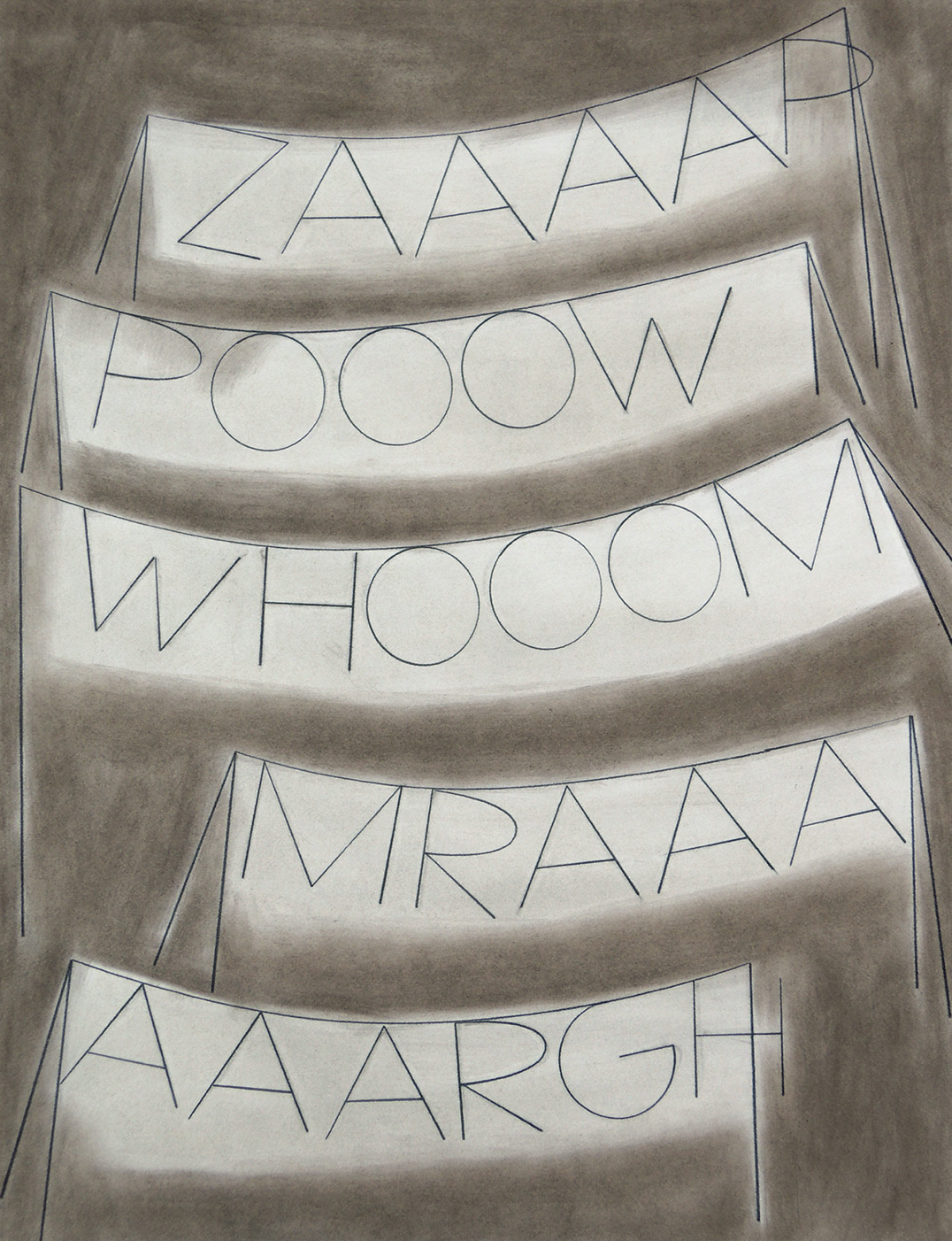 HONZA ZAMOJSKI  Zaaaap Pooow Whooom Mraaa Aaargh, 2020  Drawing (made using carbon copy paper) + dry pastels on paper 52 x 40 cm, framed  Courtesy Christine König Galerie, Vienna and the artist © Photo: Philipp Friedrich