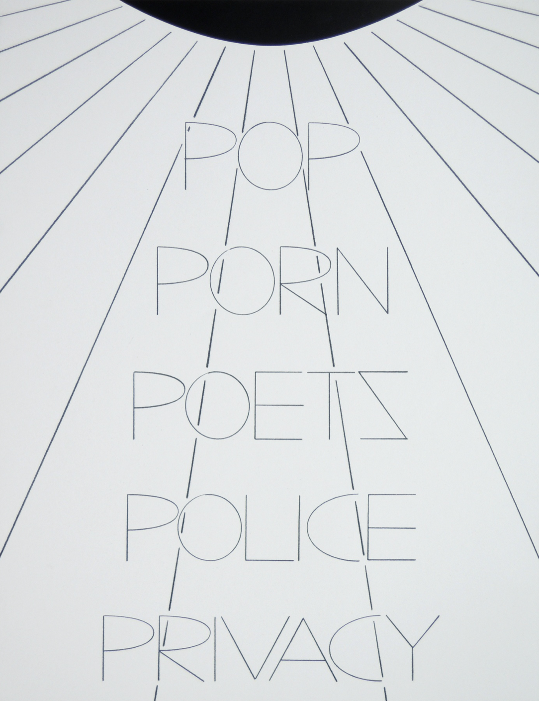 HONZA ZAMOJSKI  Pop Porn Poets Police Privacy, 2020  Drawing (made using carbon copy paper) 52 x 40 cm, framed  Courtesy Christine König Galerie, Vienna and the artist © Photo: Philipp Friedrich