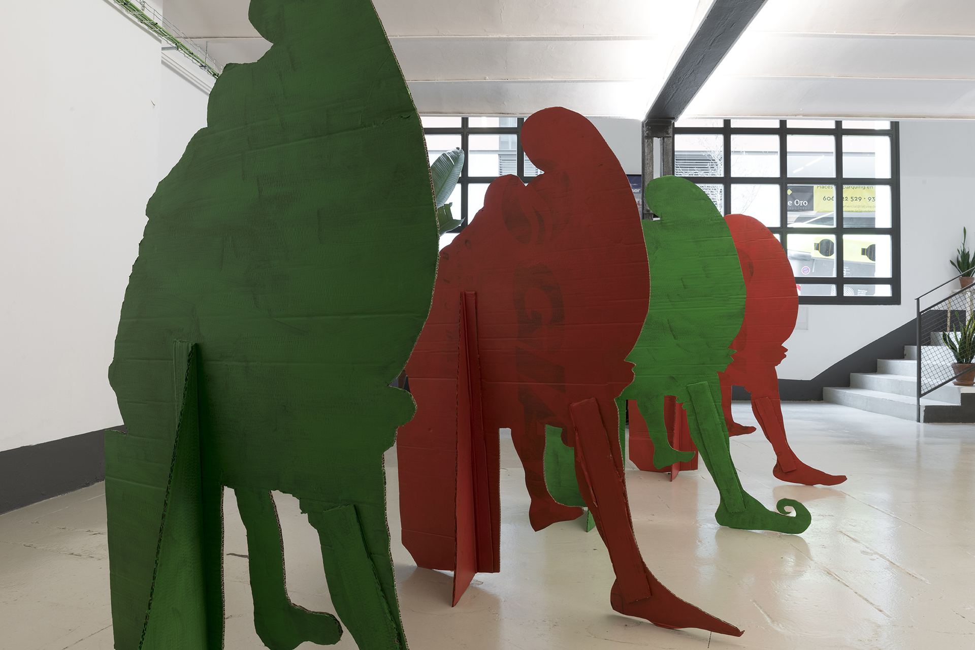 Paul Barsch & Tilman Hornig, Xenothinkers, 2018, Cardboard, paint and xerox prints, 140 x 110 cm unit (detail)