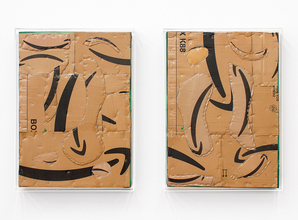 Thomas Baldischwyler, O.T. (Prime Air 1,2), 2020, collage on cardboard, acrylic glass frame, 73 x 53 cm