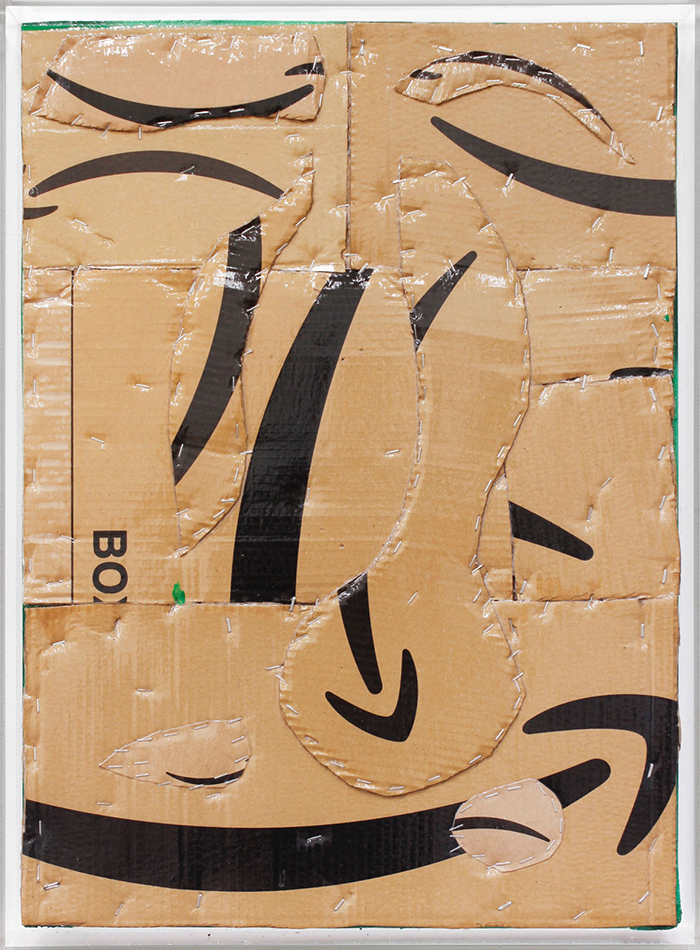 Thomas Baldischwyler, O.T. (Prime Air 1), 2020, collage on cardboard, acrylic glass frame, 73 x 53 cm