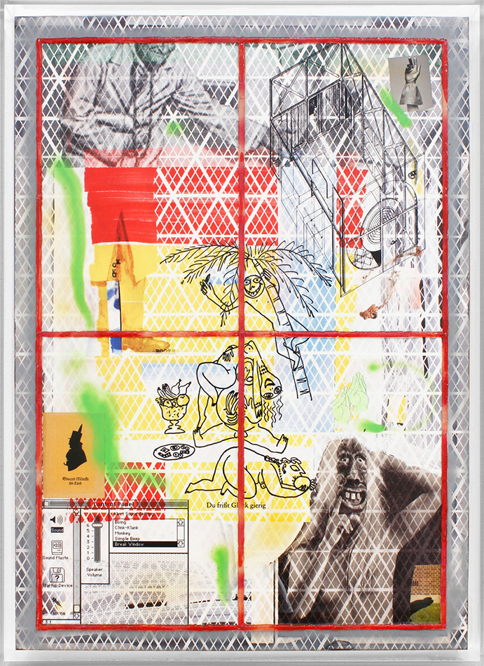 Thomas Baldischwyler, RGBRGB 4 rot (4), 2020, mixed materials on alu-dibond, acrylic frame, double-sided, 144 x 104 cm