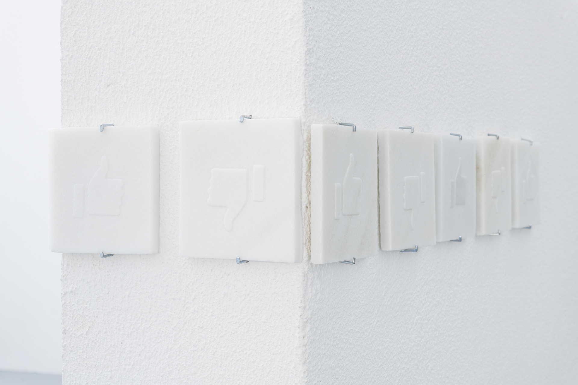 Lukas Liese, Like für Dich, 2021, Marble, Edition of 100, each 10cm x 10cm x 1cm.