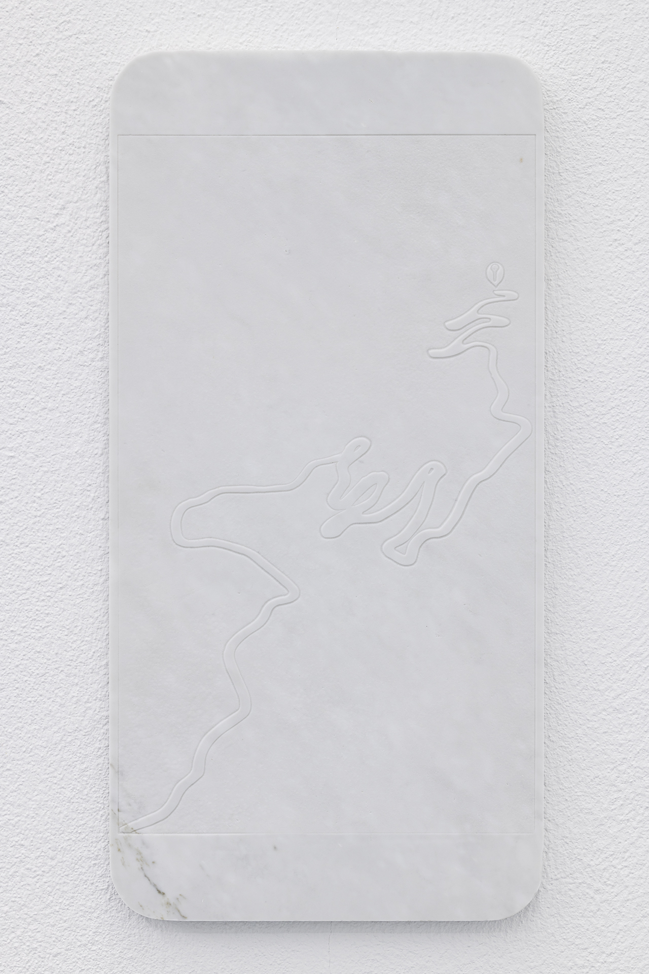 Lukas Liese, On Route nr. 1, 2021, Carrara Marble, 30cm x 60cm x 2cm.