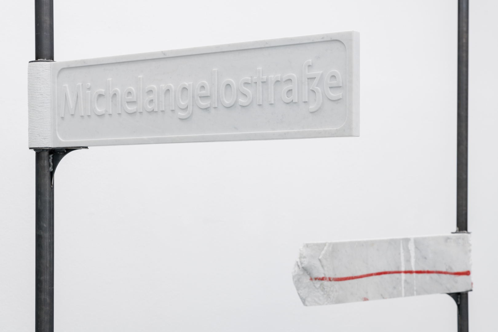 Lukas Liese, Michelangelostraße & Michelangelostraße non finito, 2021, Carrara Marble, variable Dimensions.