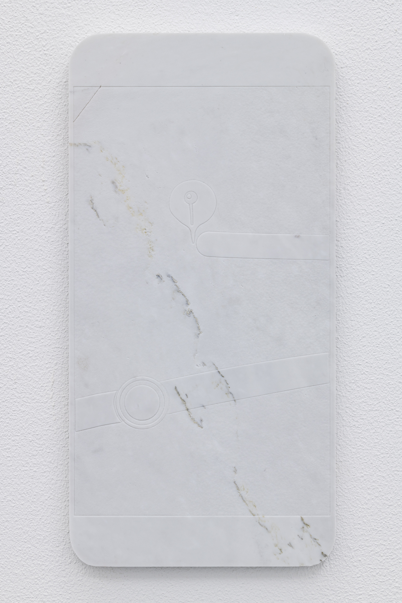 Lukas Liese, On Route nr. 6, 2021, Carrara Marble, 30cm x 60cm x 2cm.