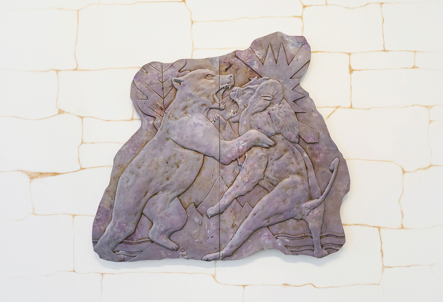 Ignacio García Sánchez, Clash of Superpowers, 2019, Tinted plaster, paint, fiberglass and wood, 101 x 112 x 3,5 cm