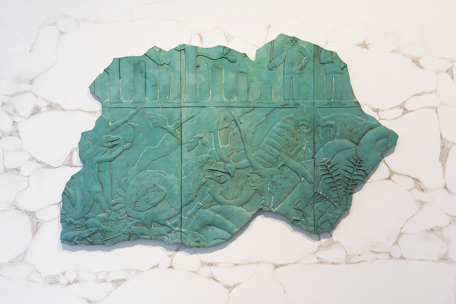 Ignacio García Sánchez, Conquest of Nature, 2020, Tinted plaster, paint, fiberglass and wood, 94 x 147 x 4 cm