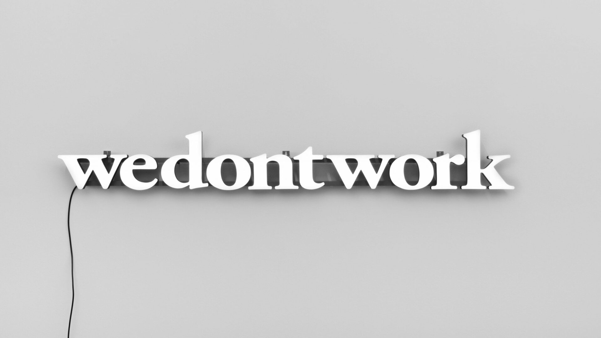 Mathis Altmann, wedontwork, 2021, LED lighting, acrylic, powder coated steel, 25 x 192 x 7 cm, Edition of 2 + 1 AP