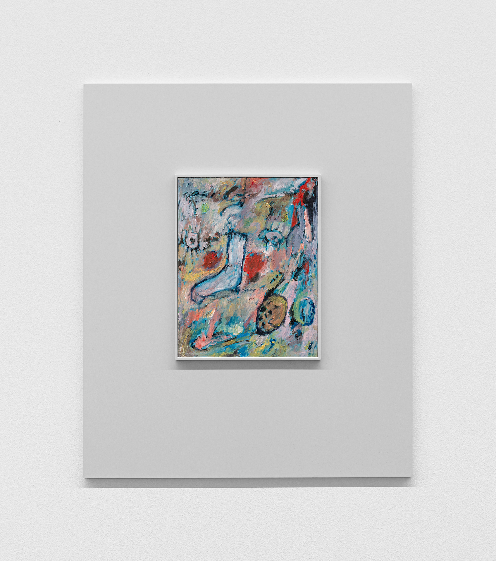 Camillo Paravicini, Improvisation mit Sportsocke, 2020, Oil on wood in wooden frame, 60 x 50 cm