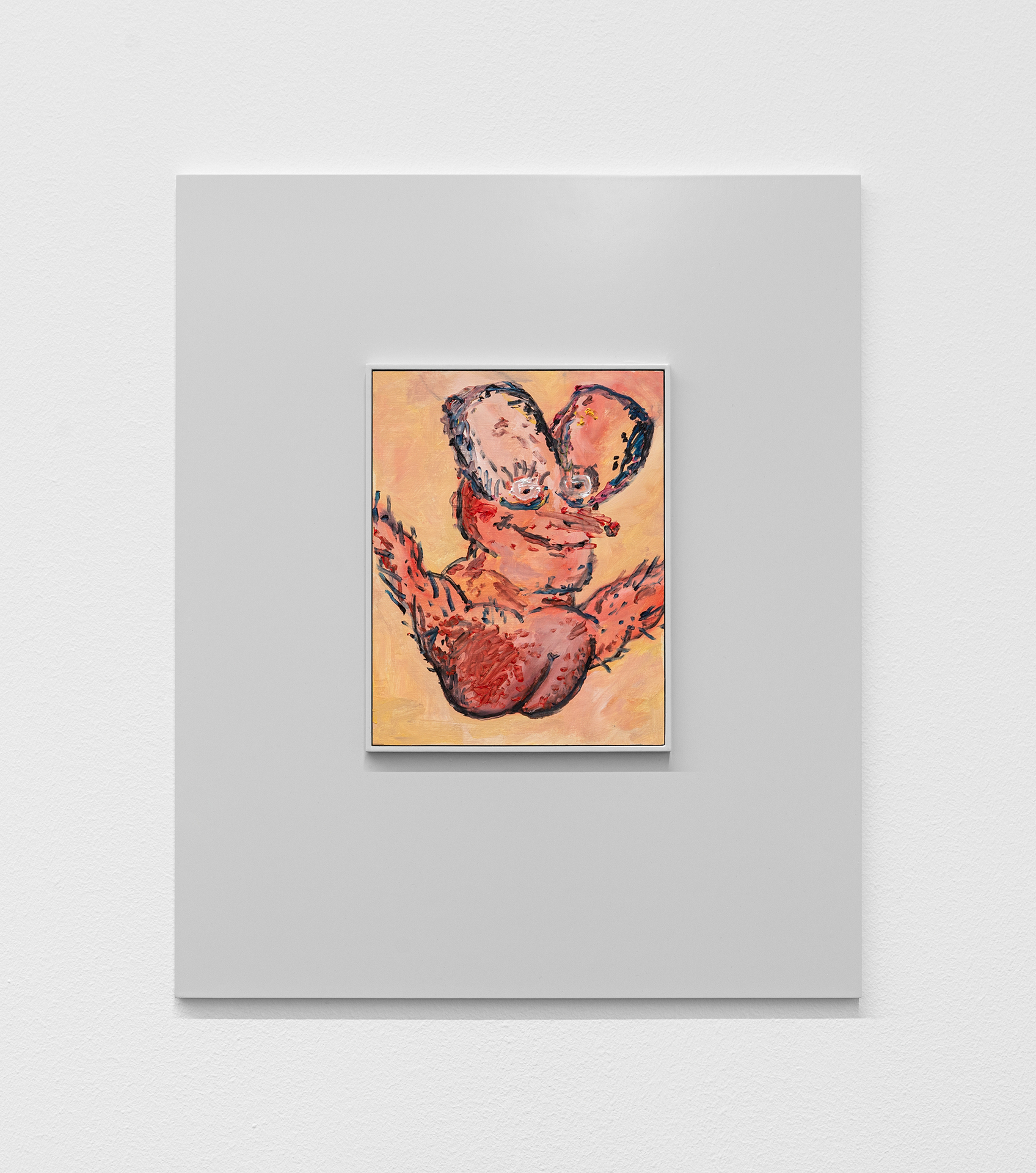 Camillo Paravicini, Herr Röösli in der Kunsthölle, 2020, Oil on wood in wooden frame, 60 x 50 cm