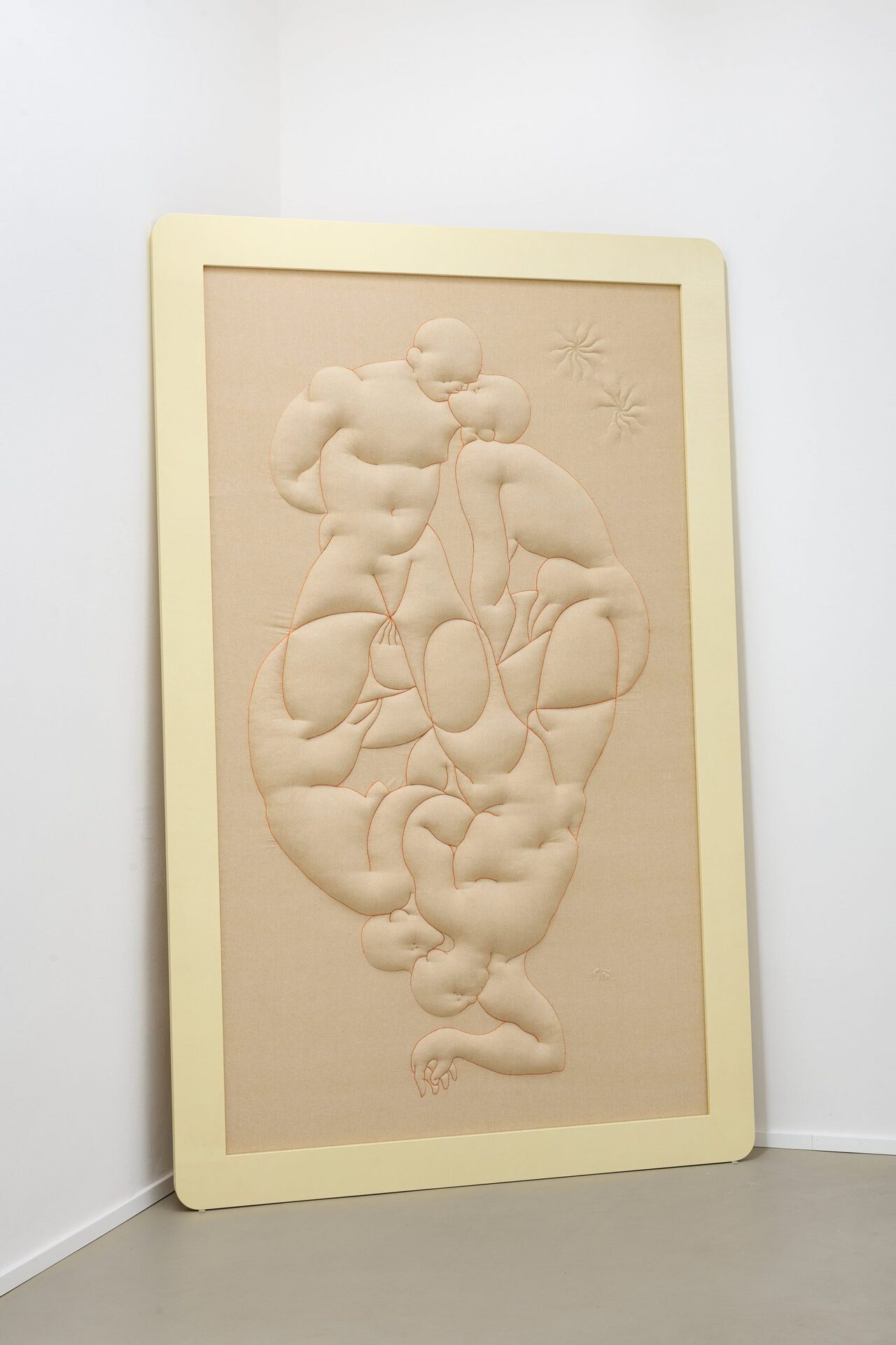 Eliška Konečná, It could be us, 2021, embroidery, textile, wooden frame, 235 x 147cm, courtesy of the artist and eastcontemporary