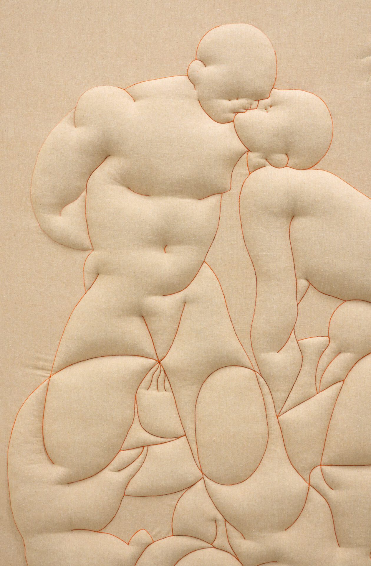 Eliška Konečná, It could be us, detail, 2021, embroidery, textile, wooden frame, 235x147cm, courtesy of the artist and eastcontemporary