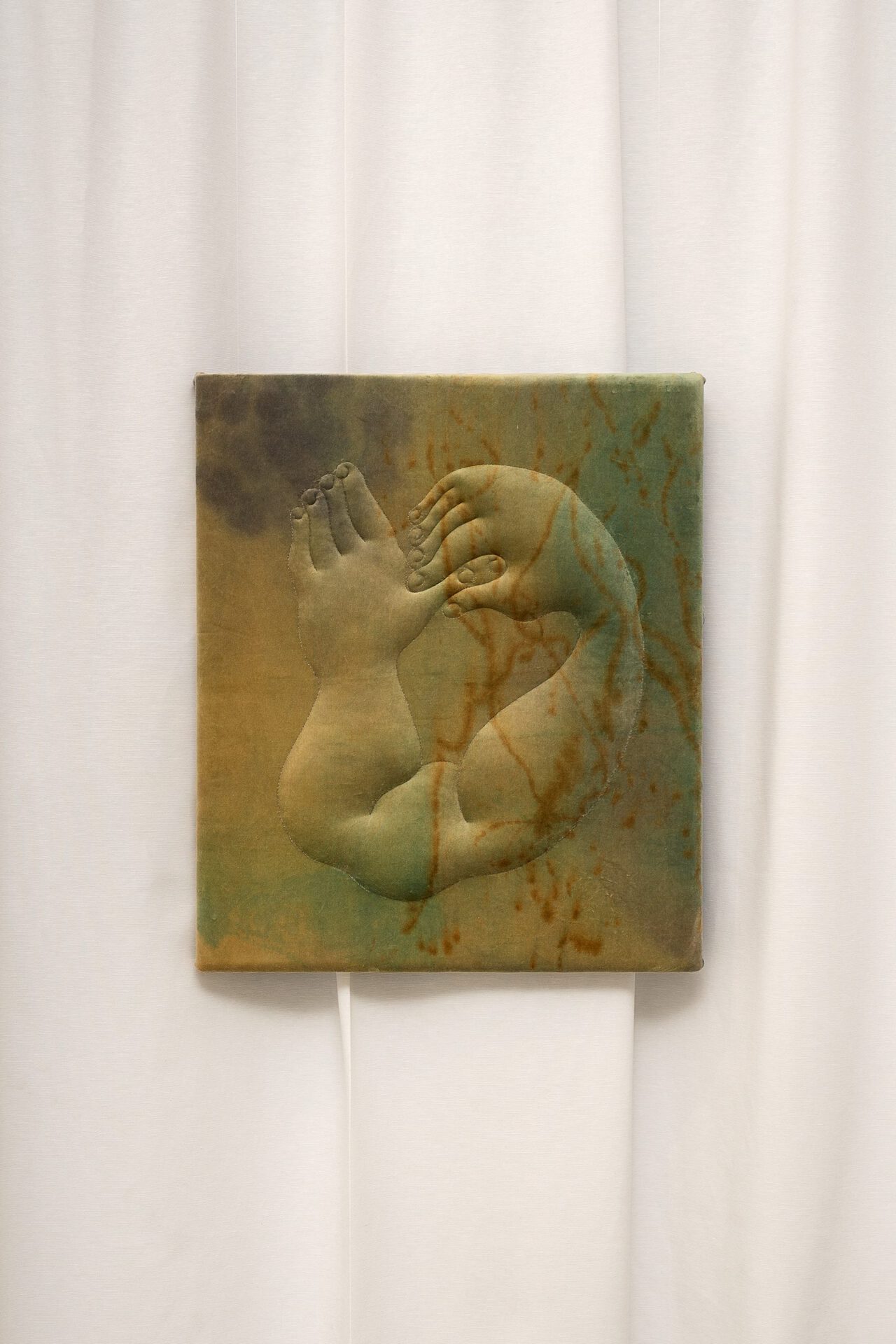 Eliška Konečná, It must be us, 2021, embroidery dyed velvet, 67 x 57cm, courtesy of the artist and eastcontemporary
