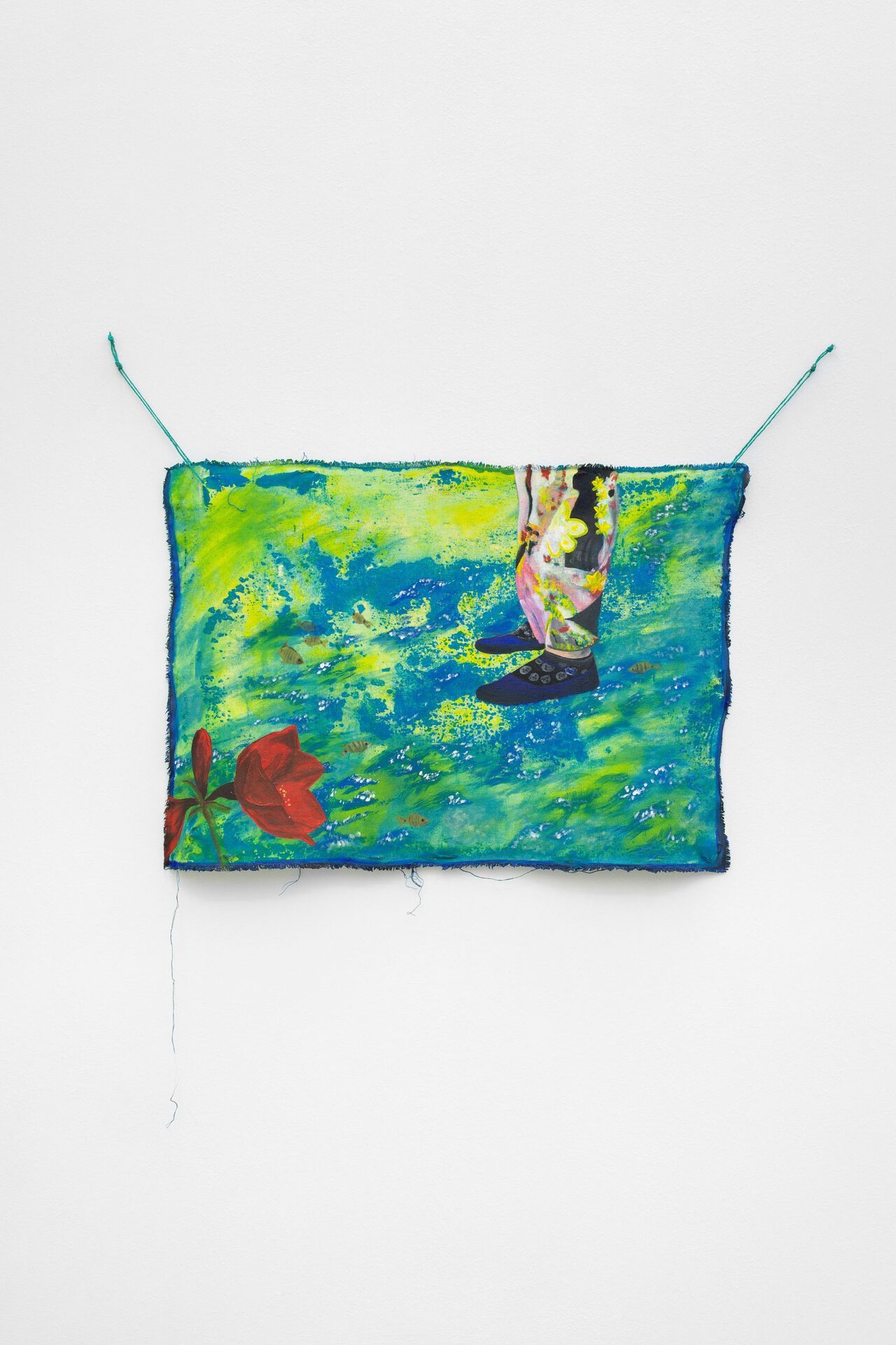 Lotte Maiwald, Mitten zwischen Fischen (Midway Between Fish), 2019, acrylic on canvas, 46 x 66cm, courtesy of the artist and eastcontemporary